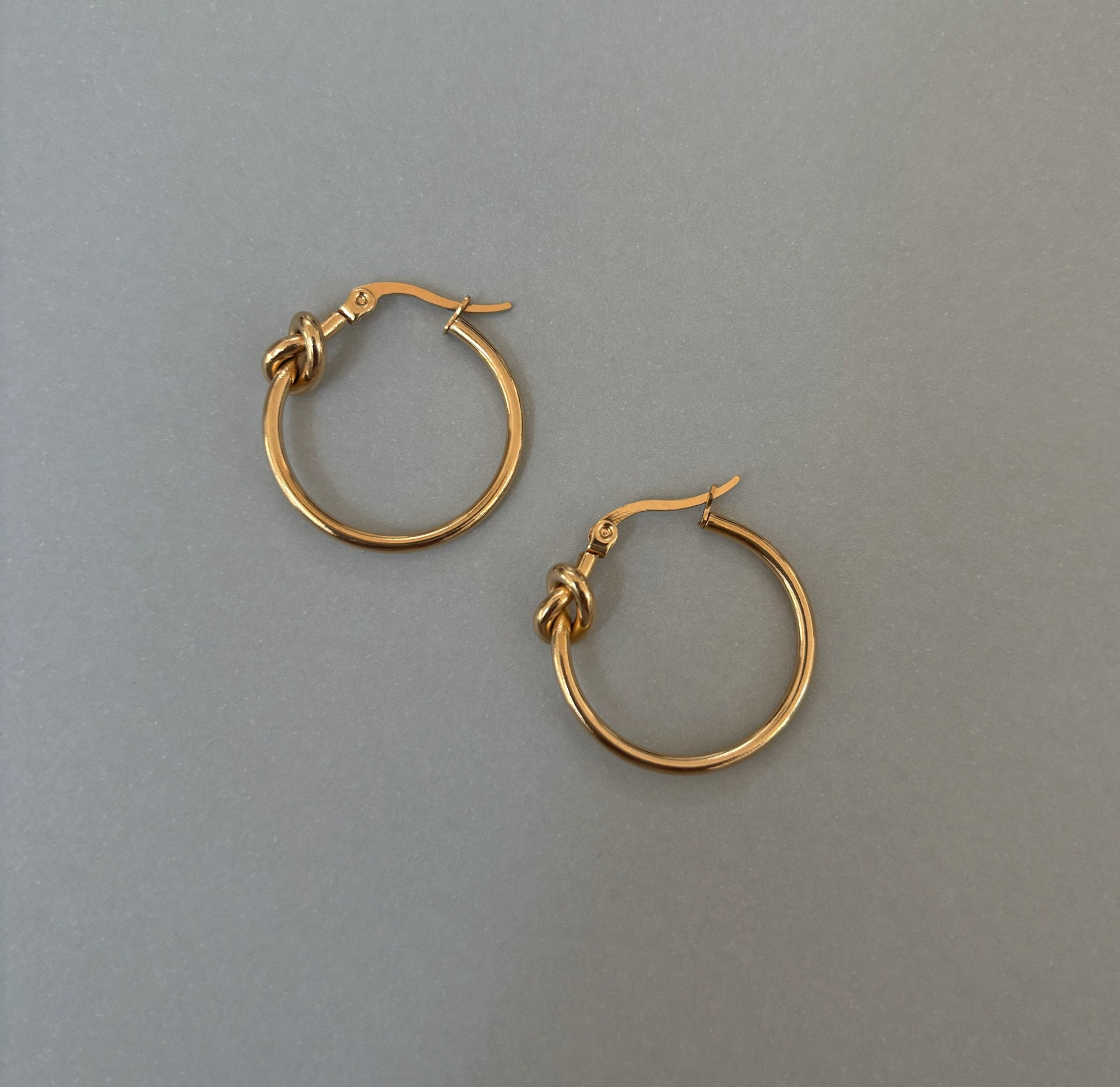 gold knot hoop earrings modern jewelry