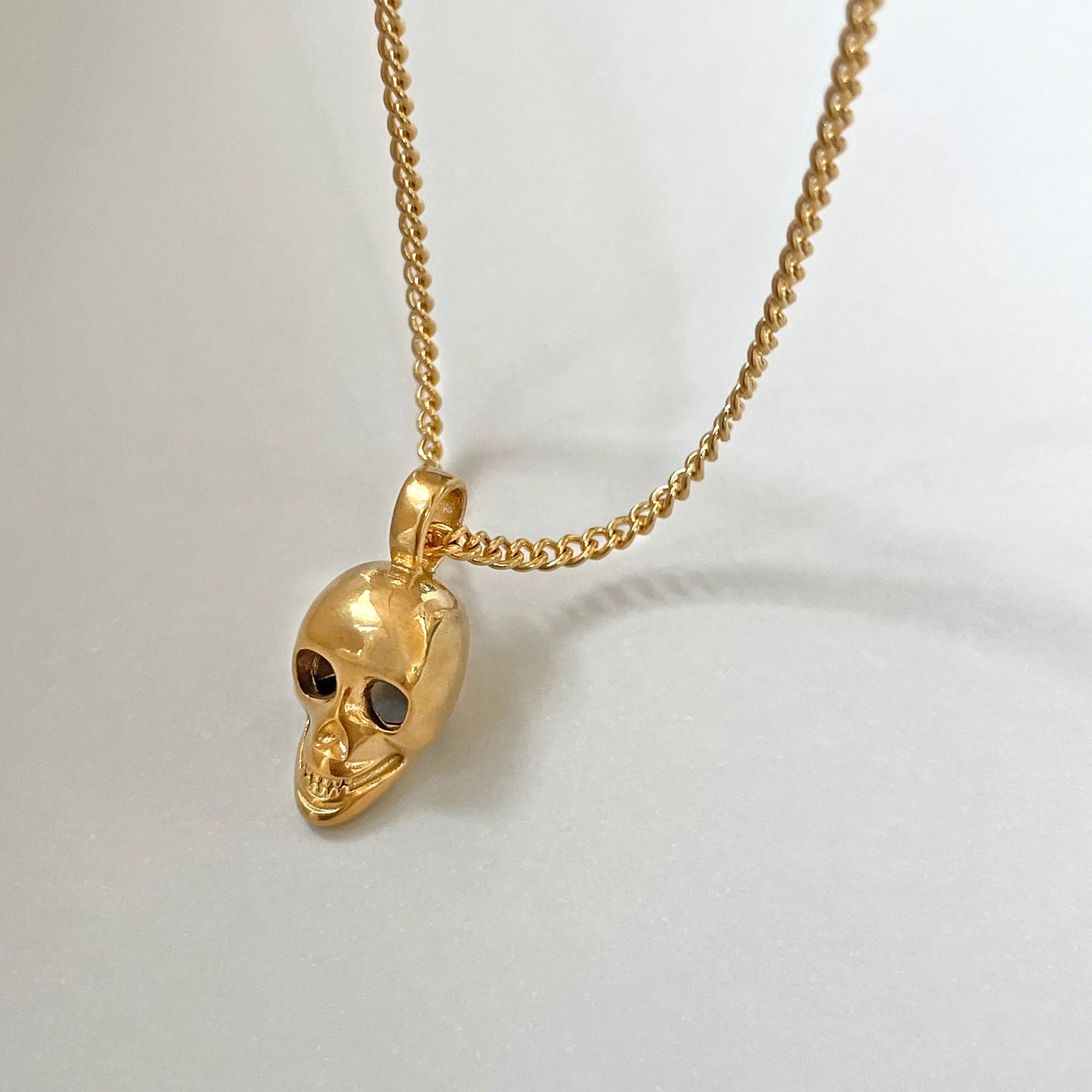 gold skull pendant necklace mens waterproof jewelry