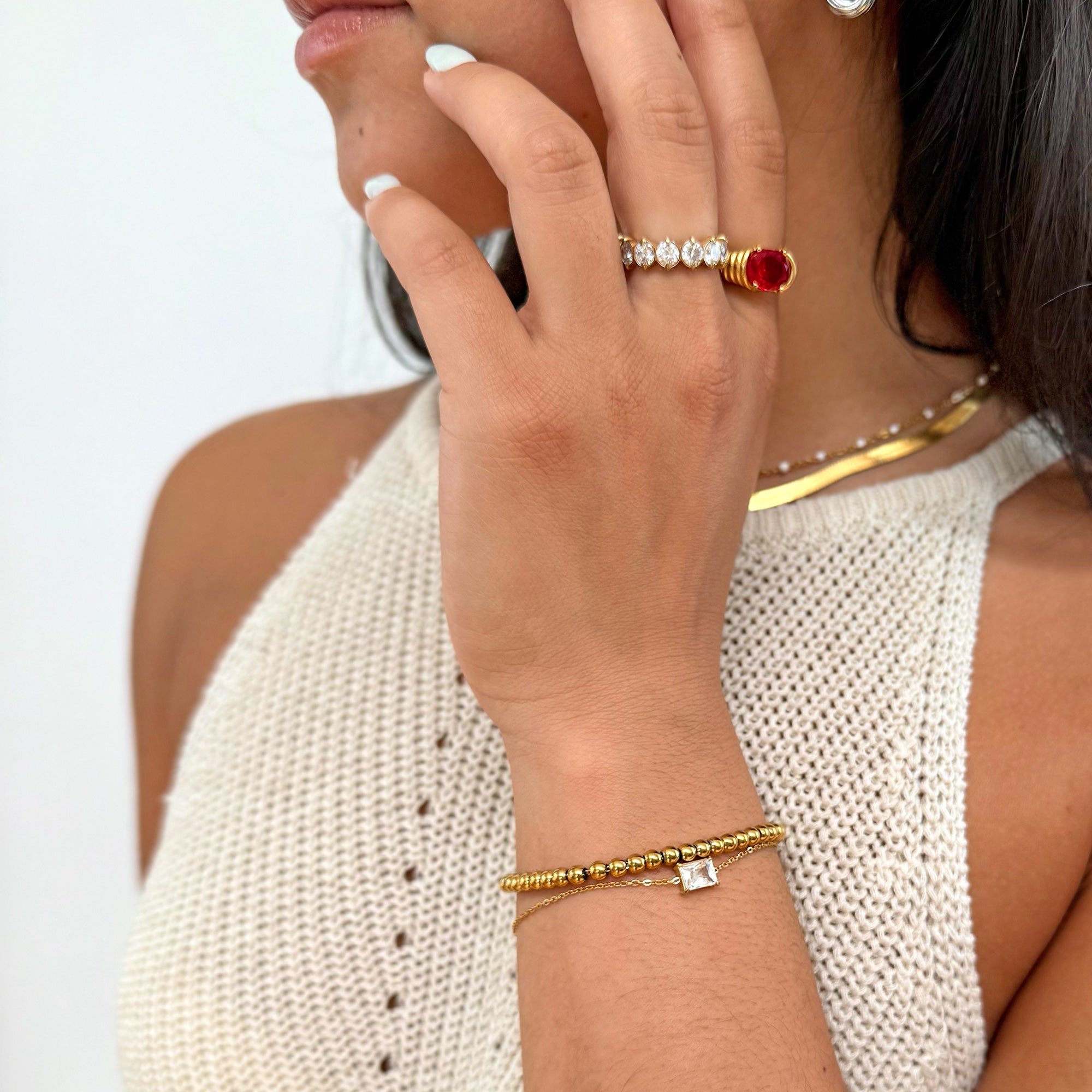 GOLD EMERALD CUT PENDANT BRACELET - SAMPLE