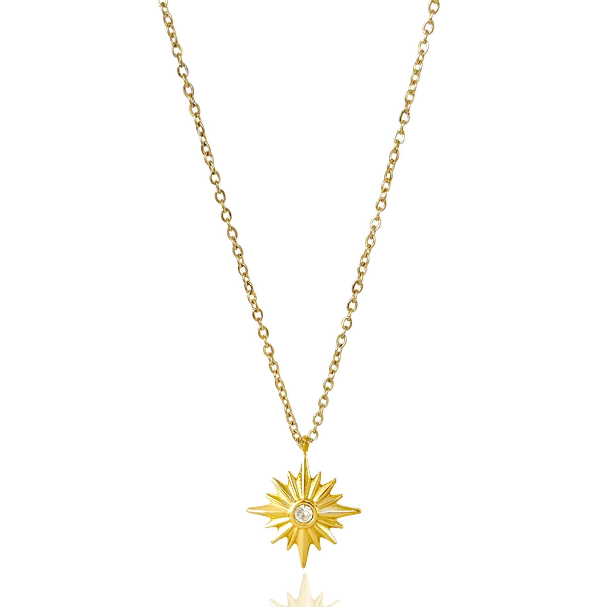 Aubrey Gold Starburst Pendant Necklace