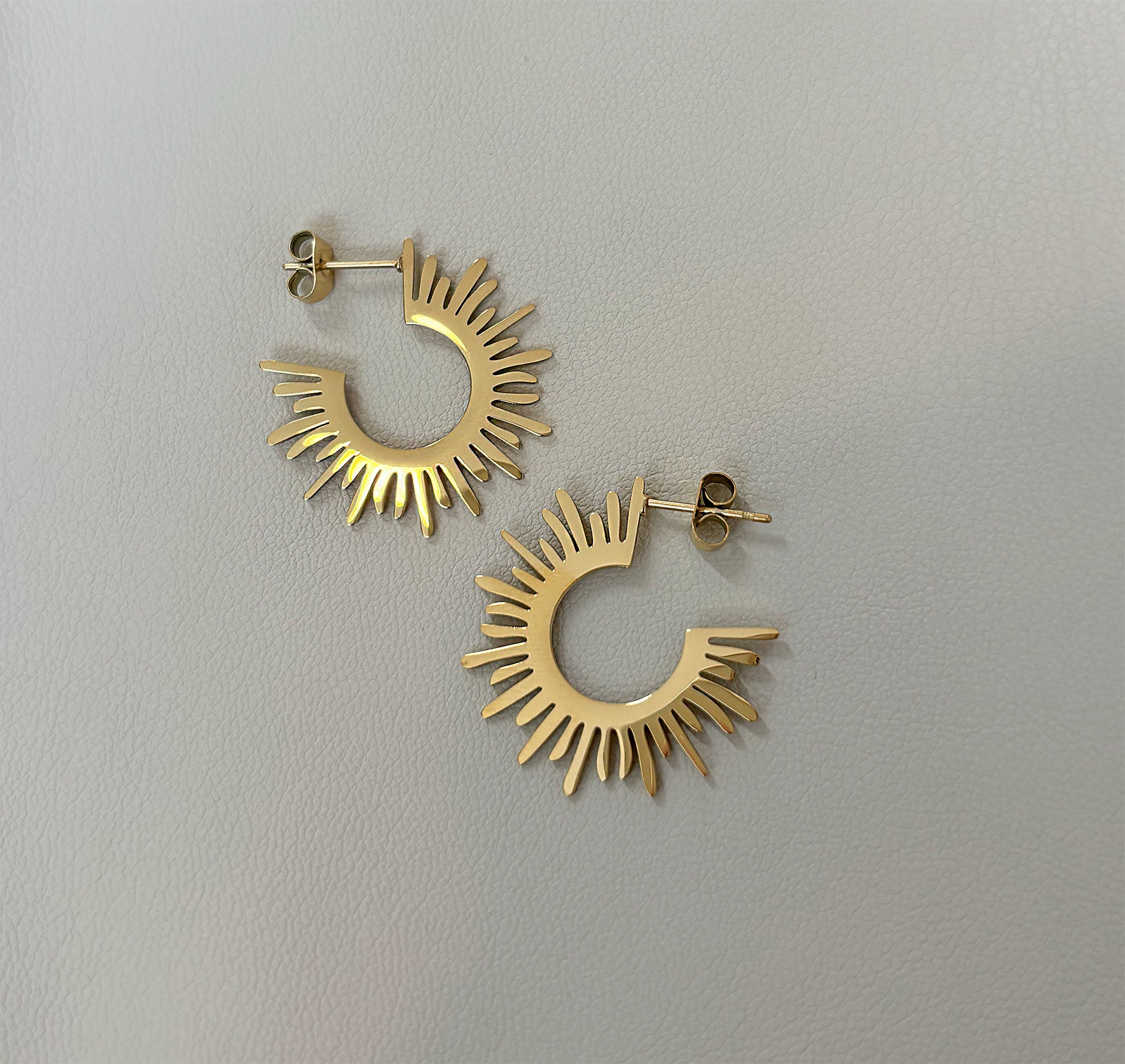 gold sun hoop earrings