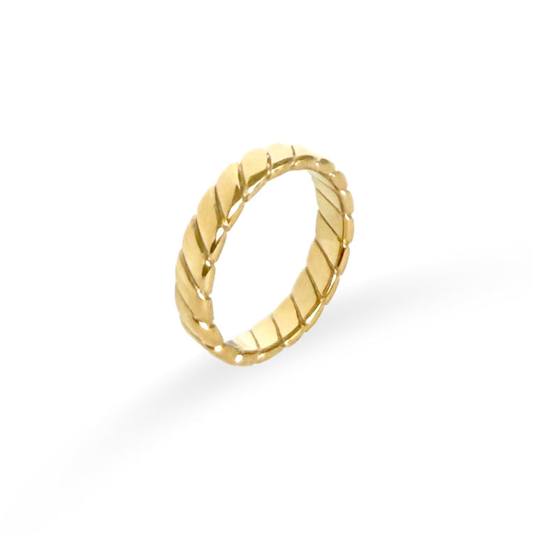TEGAN GOLD TWIST FLAT RING BAND