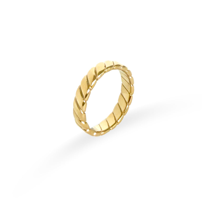 TEGAN GOLD TWIST FLAT RING BAND