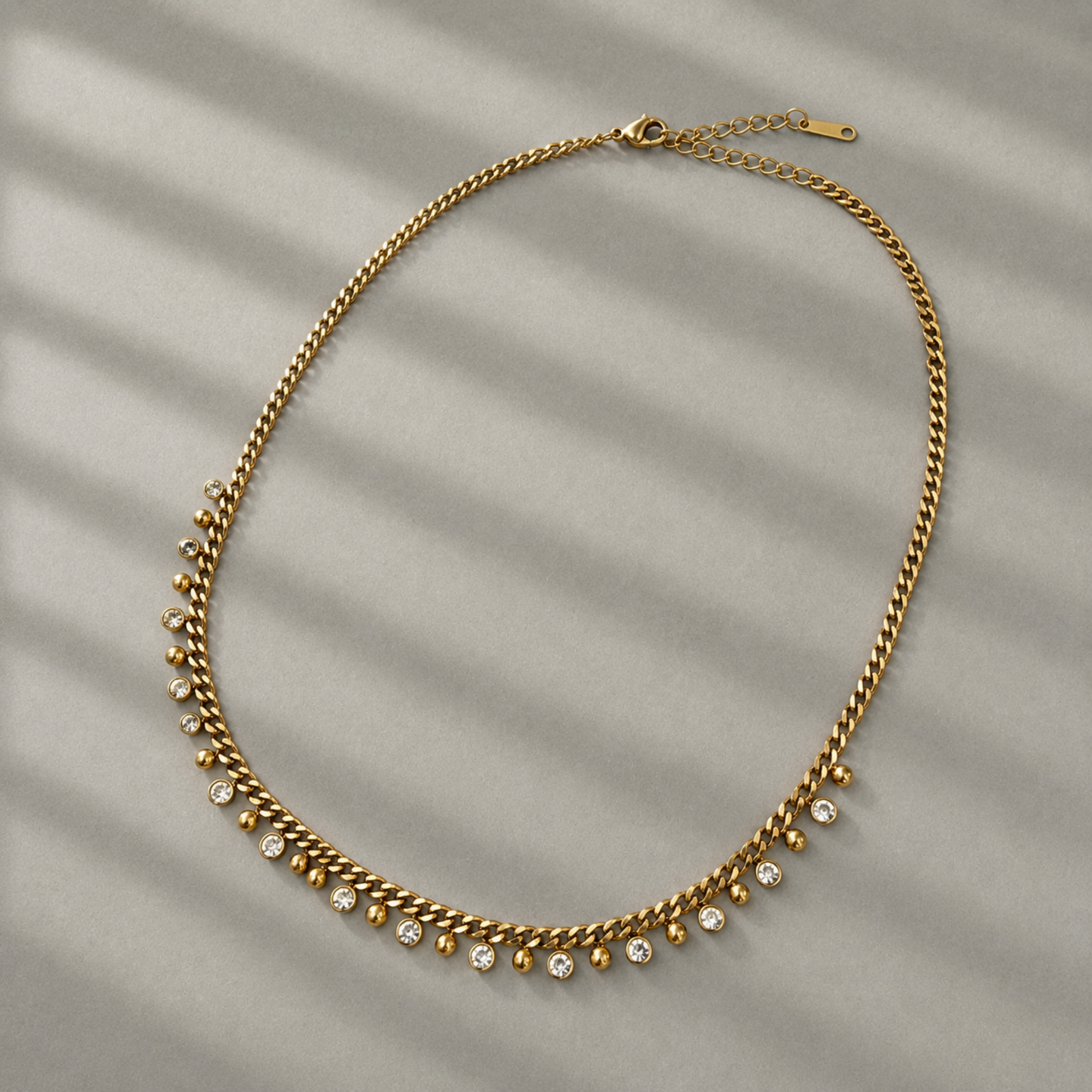 GOLD CZ  AND BALL CHAIN NECKLACE - SAMPLE