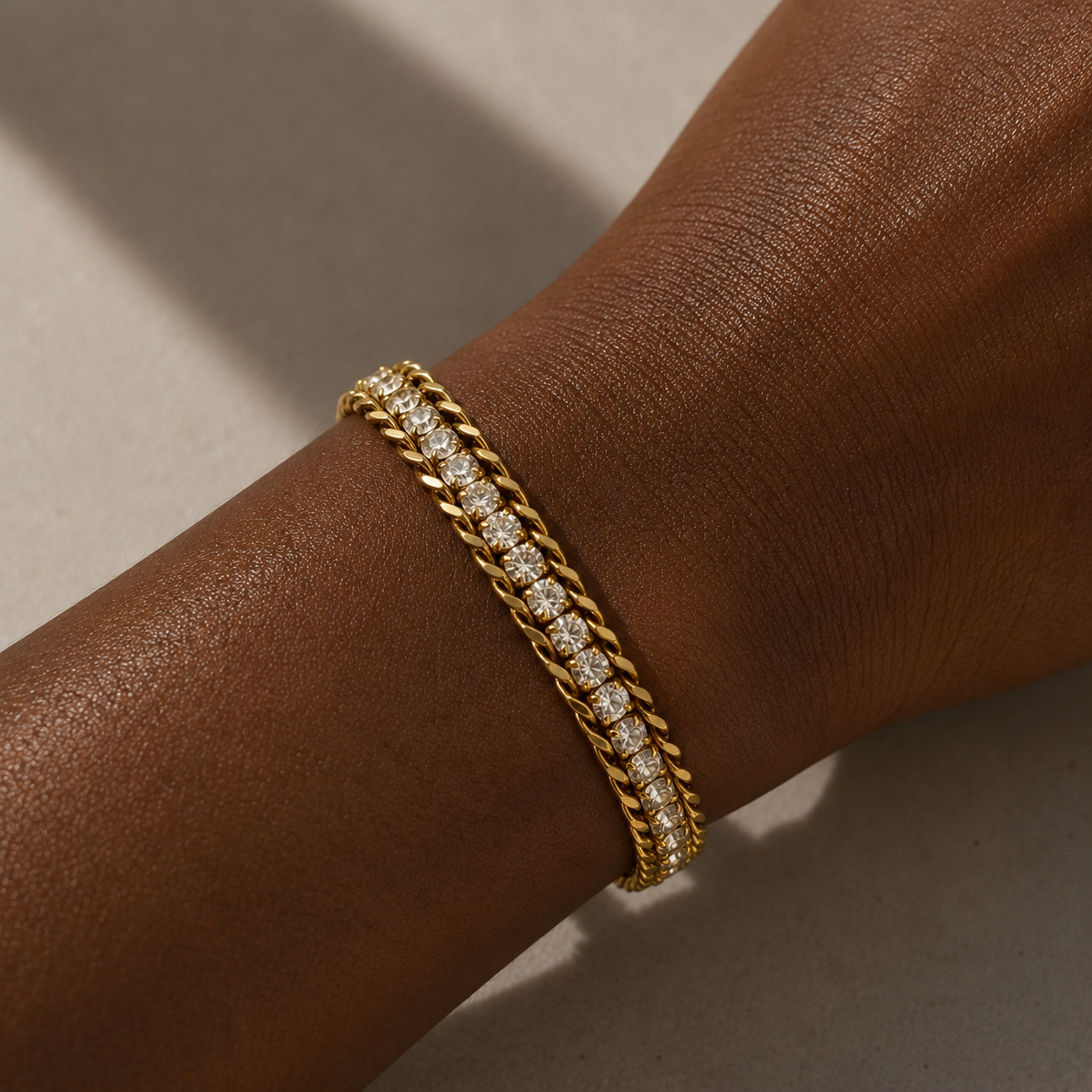 gold chain tennis bracelet waterproof jewelry