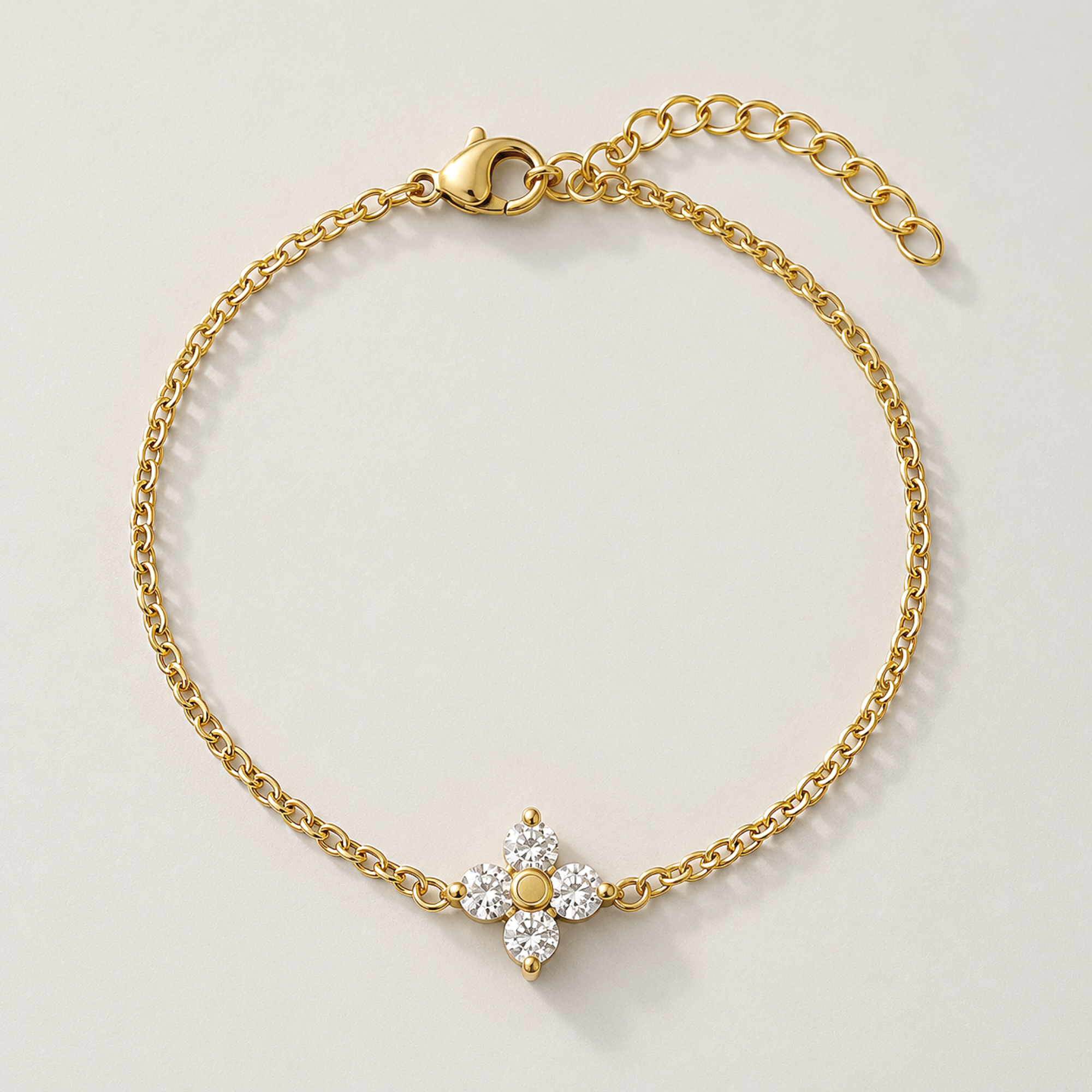 GOLD DAINTY CZ FLOWER CHARM BRACELET - SAMPLE