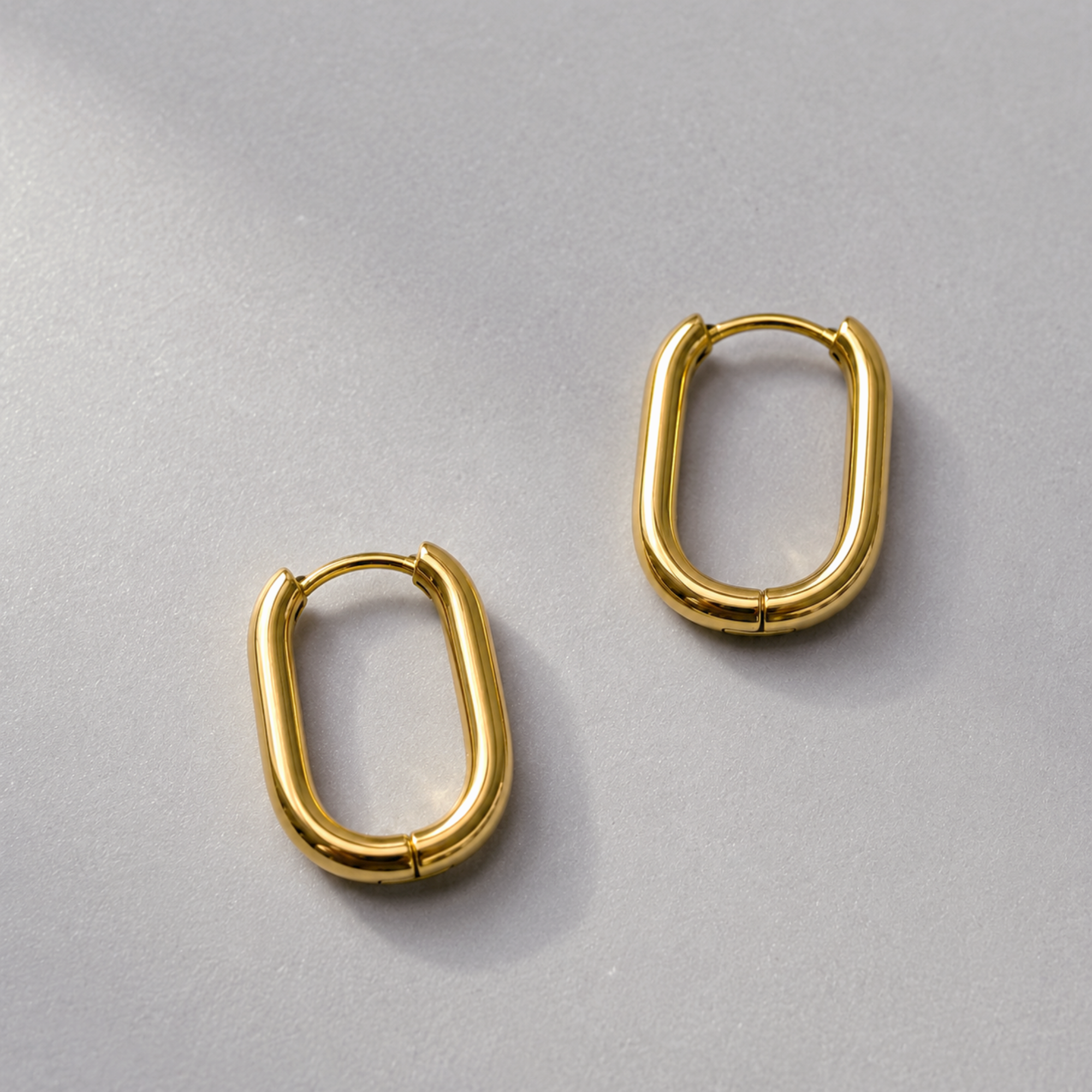 GOLD OVAL HUGGIE HOOP EARRINGS - SAMPLE