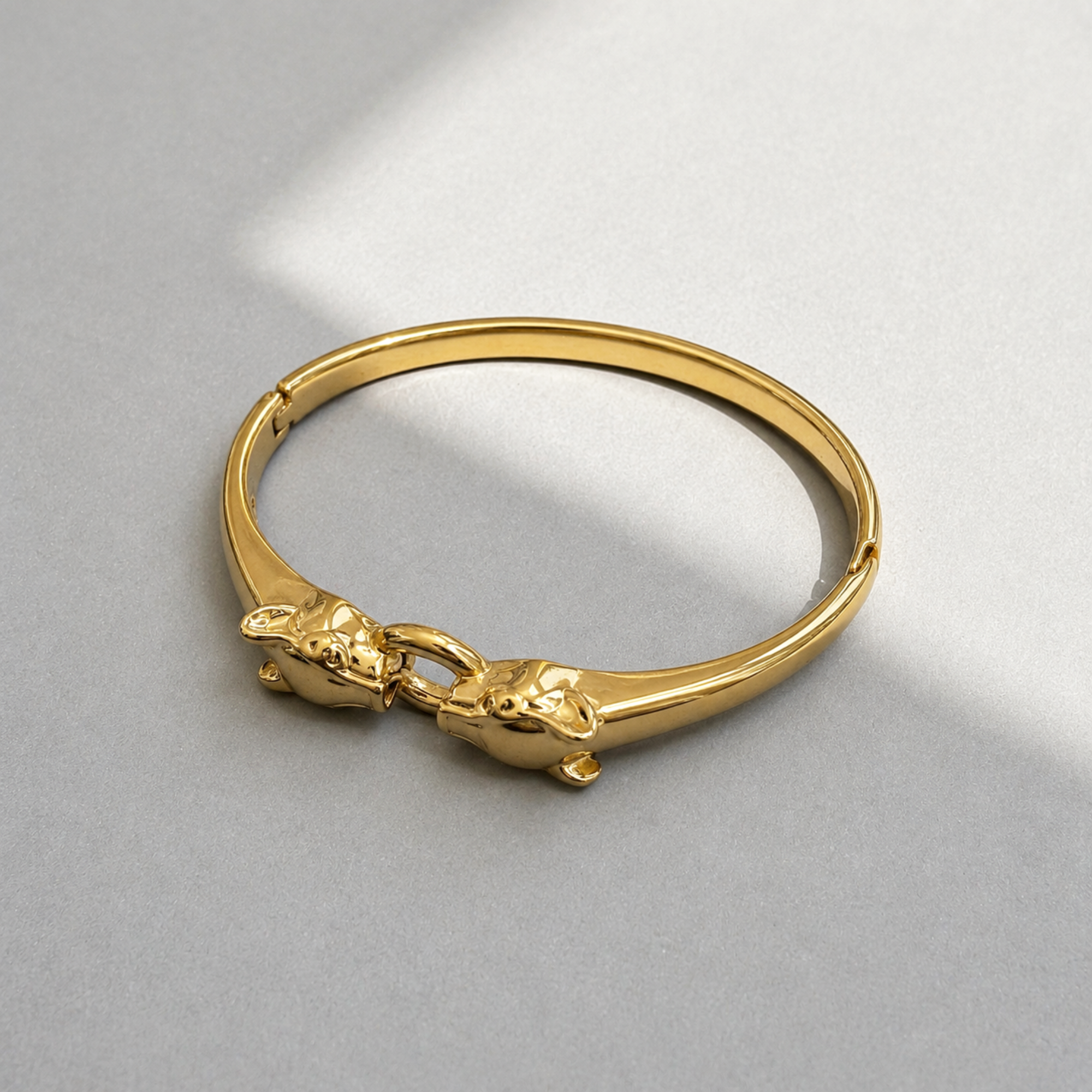 GOLD PANTHER HEAD BANGLE BRACELET - SAMPLE