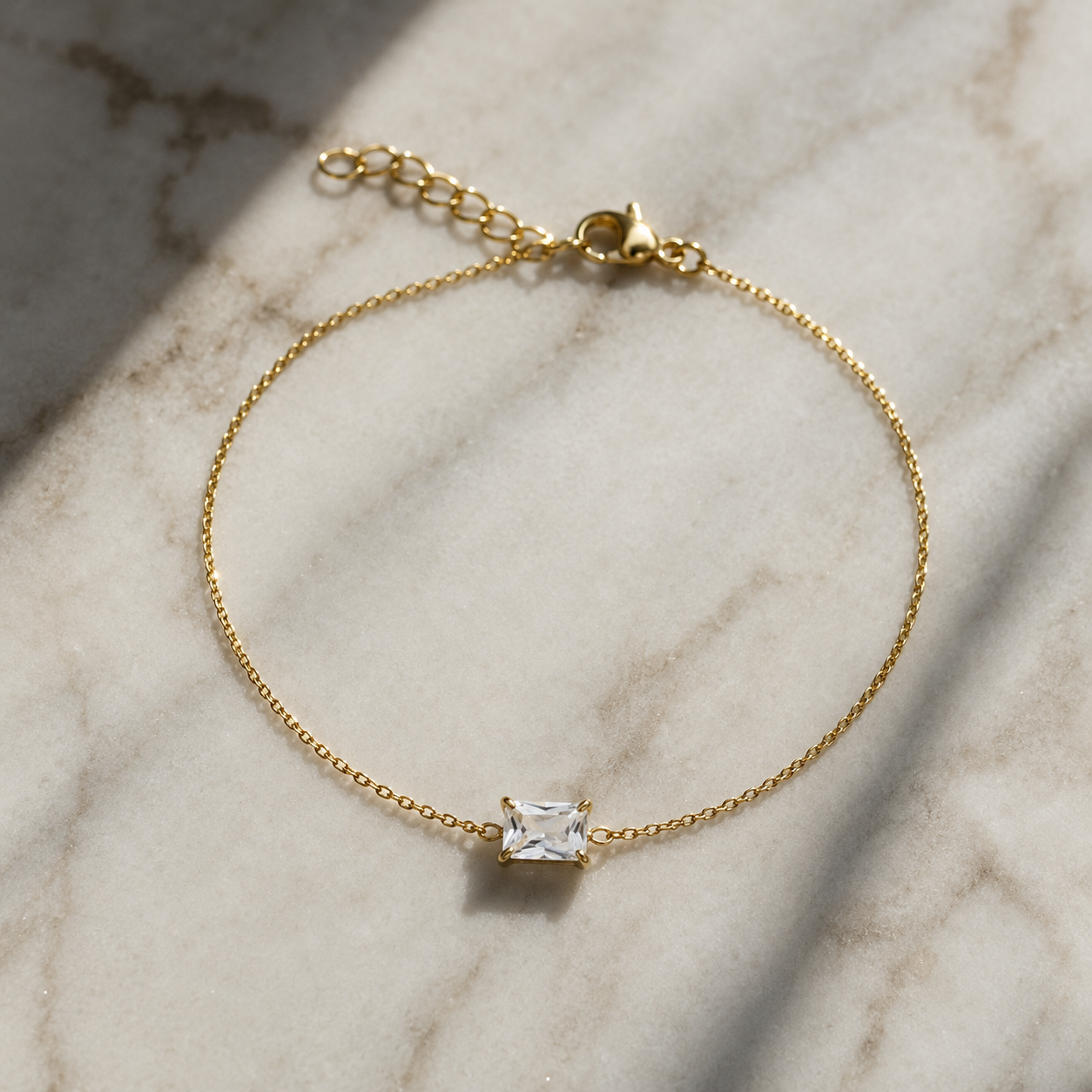 gold rectangle stone bracelet