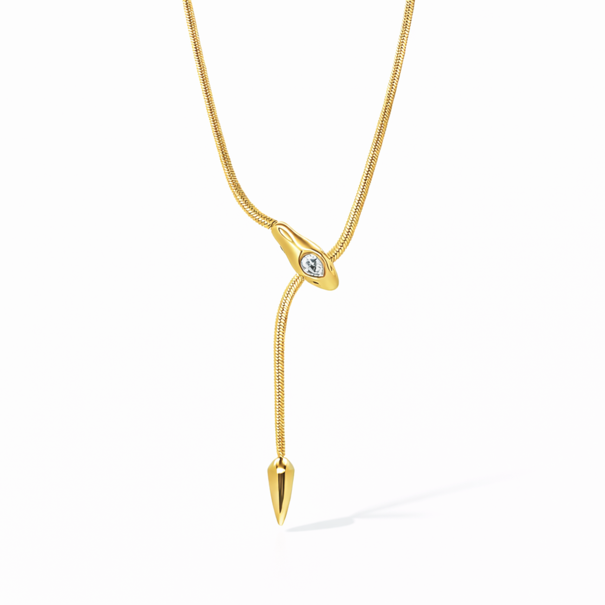 gold snake gem necklace waterproof jewelry