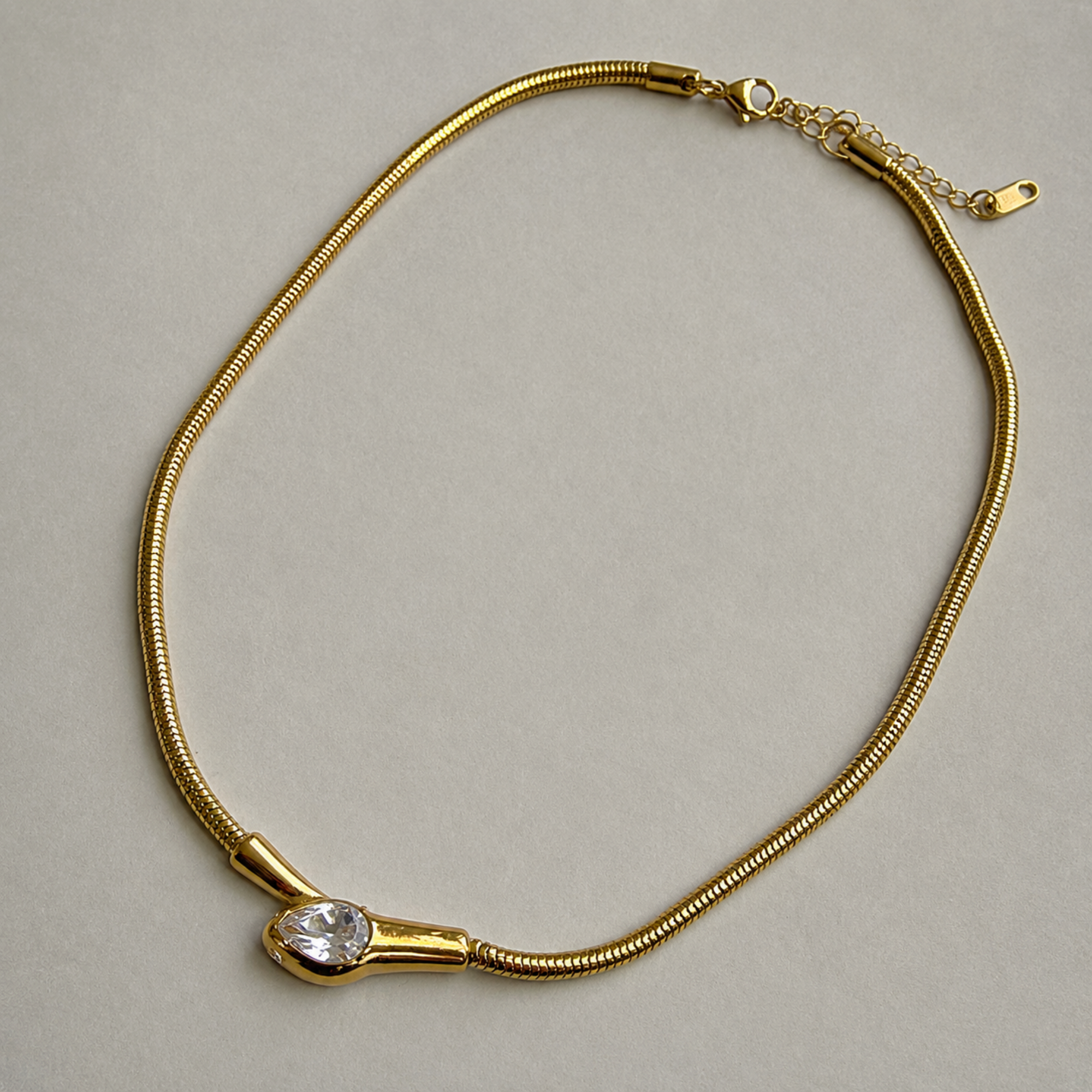 GOLD PEAR CZ SNAKE CHAIN NECKLACE - SAMPLE