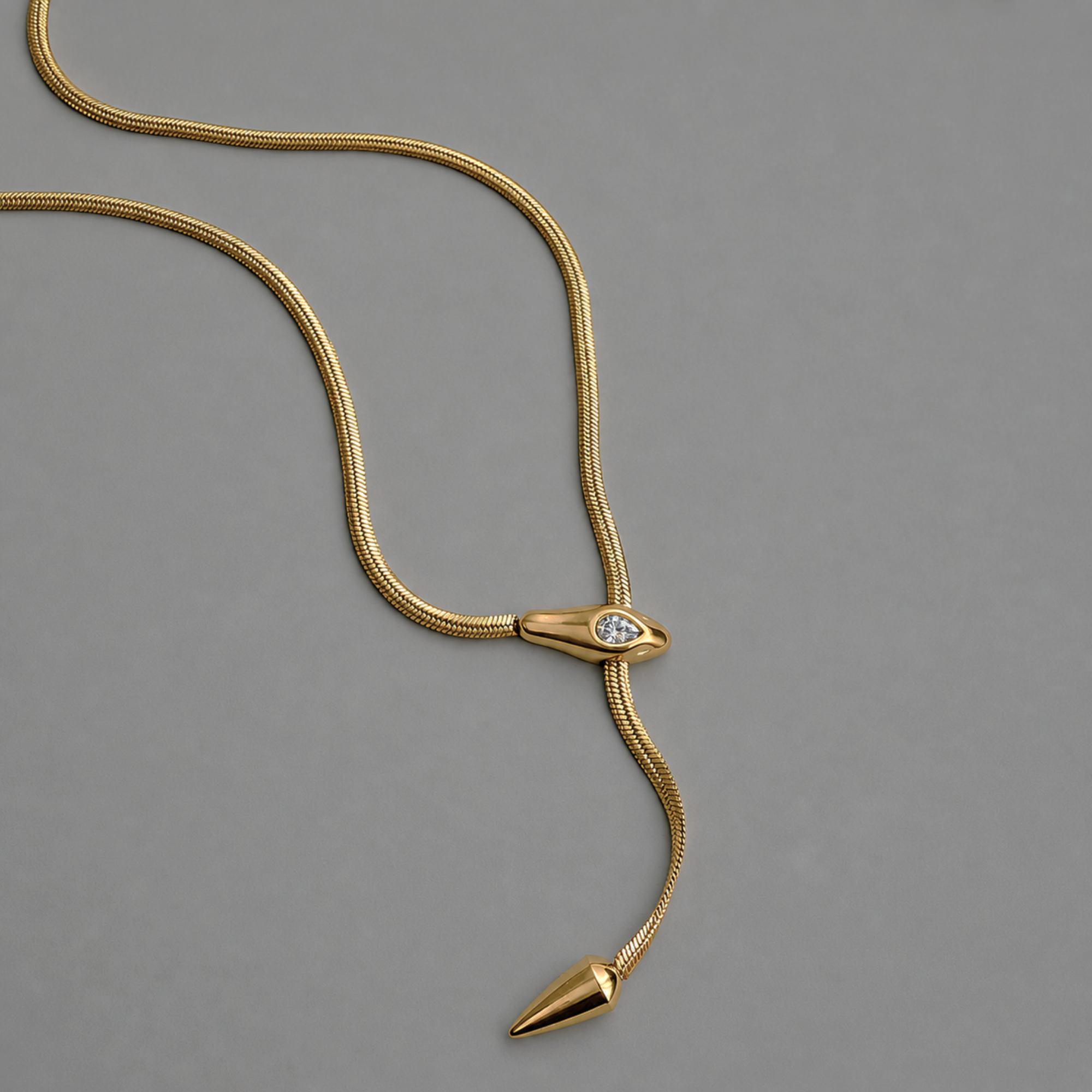 gold snake gem stone necklace waterproof jewelry