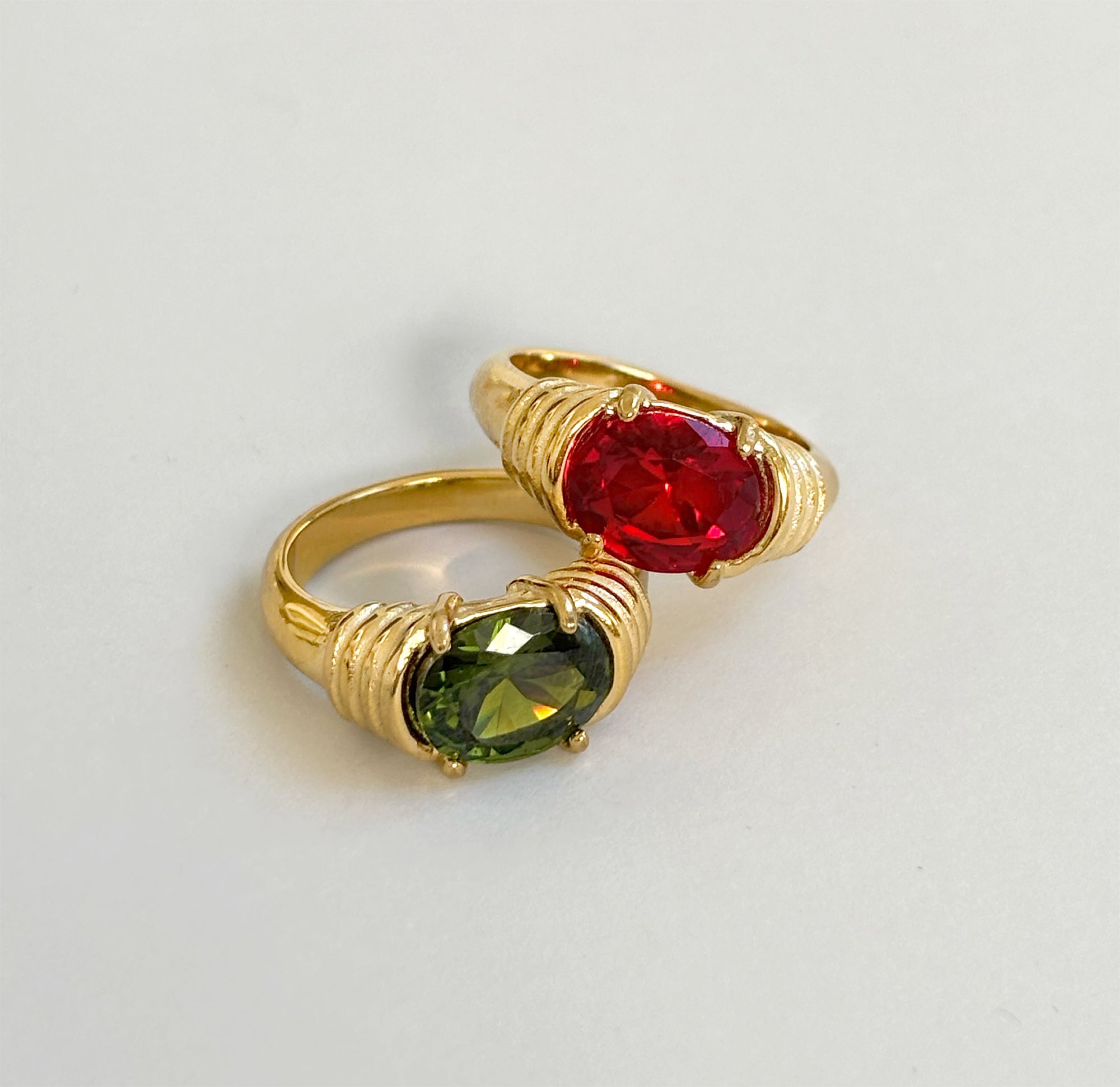 green and red gemstone heirloom ring 