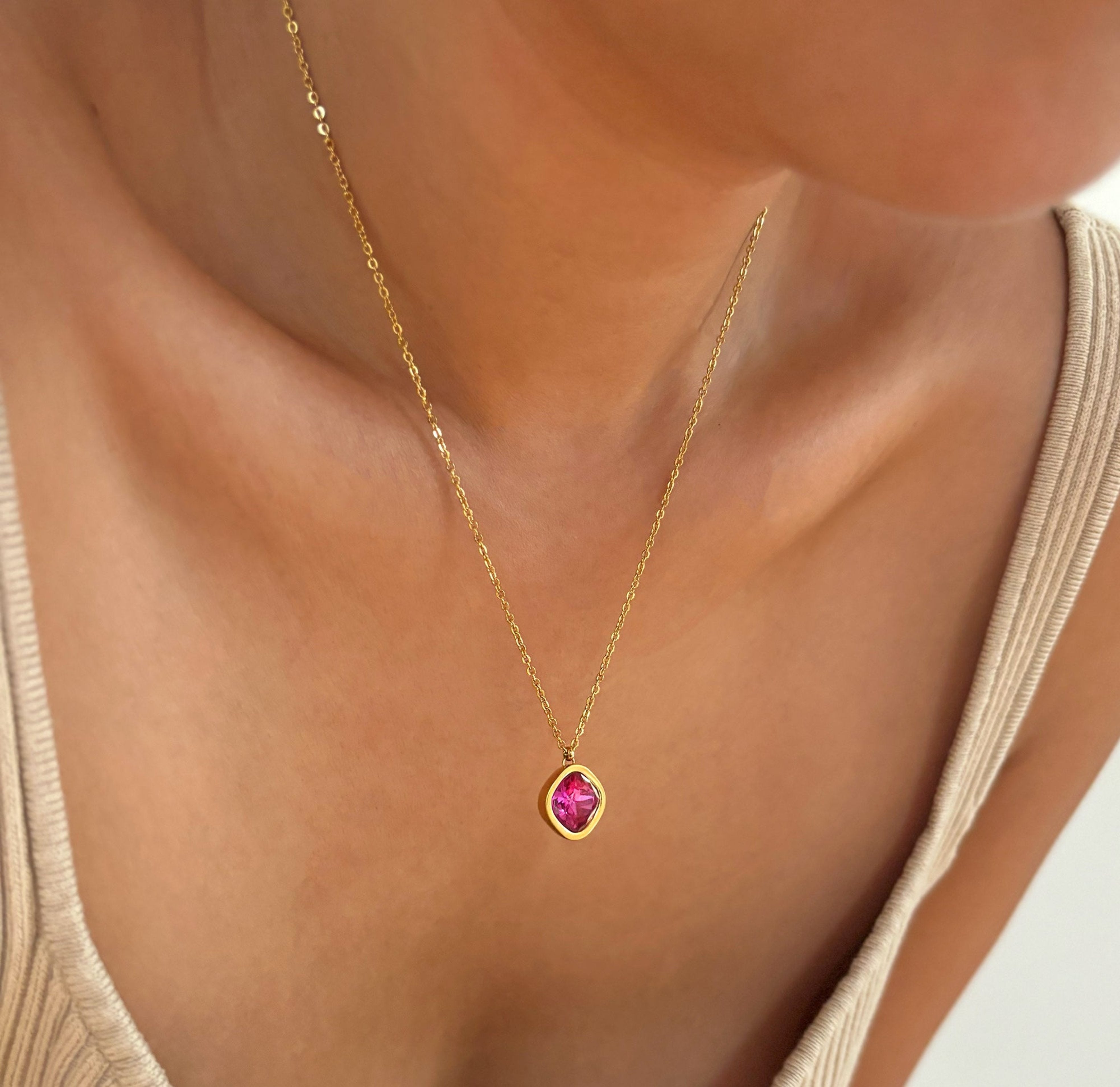 july birthstone pendant necklace waterproof jewelry