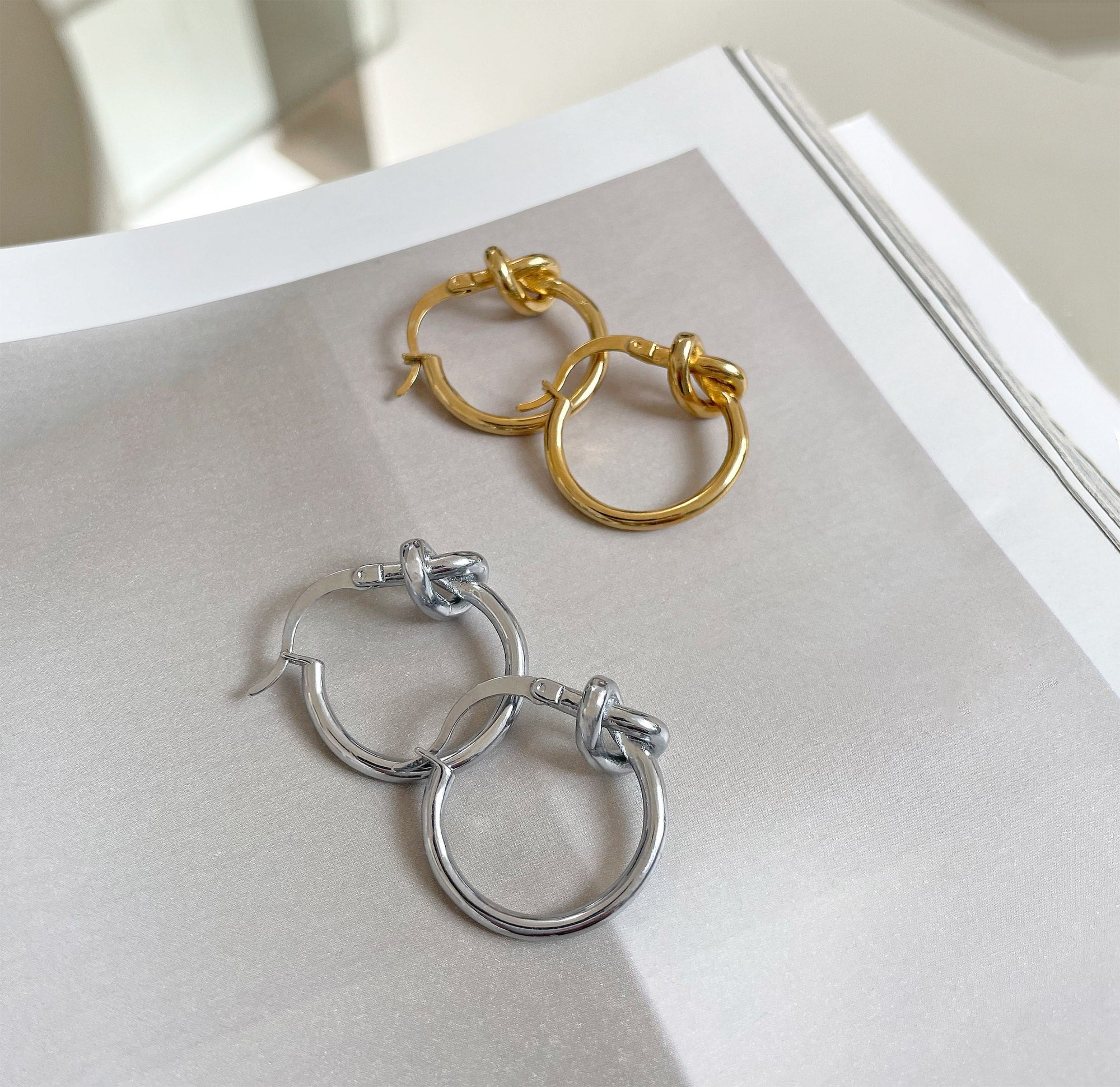 HARPER GOLD KNOT HOOP EARRINGS