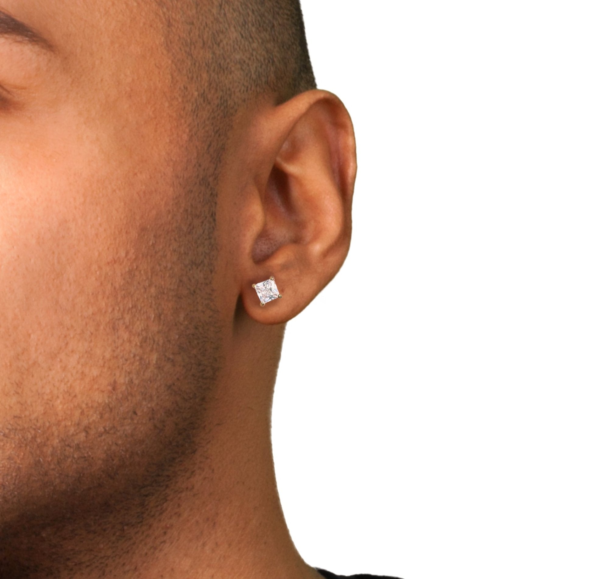 gold square diamond earrings mens waterproof jewelry