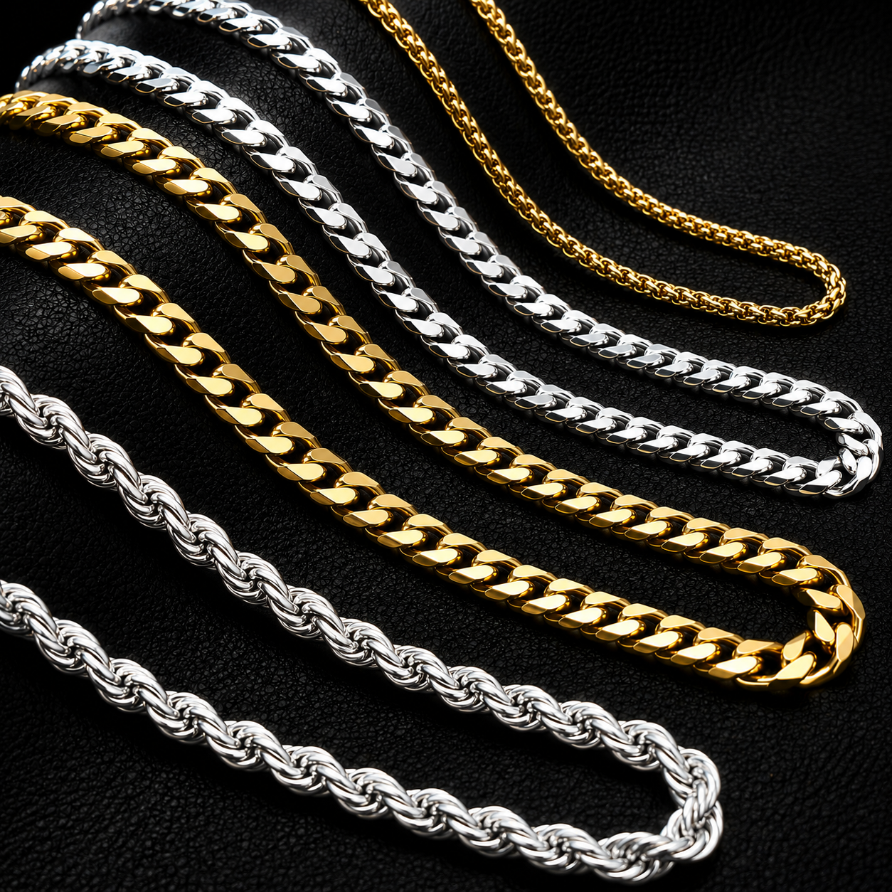mens chain necklaces waterproof jewelry tarnish free gold and silver
