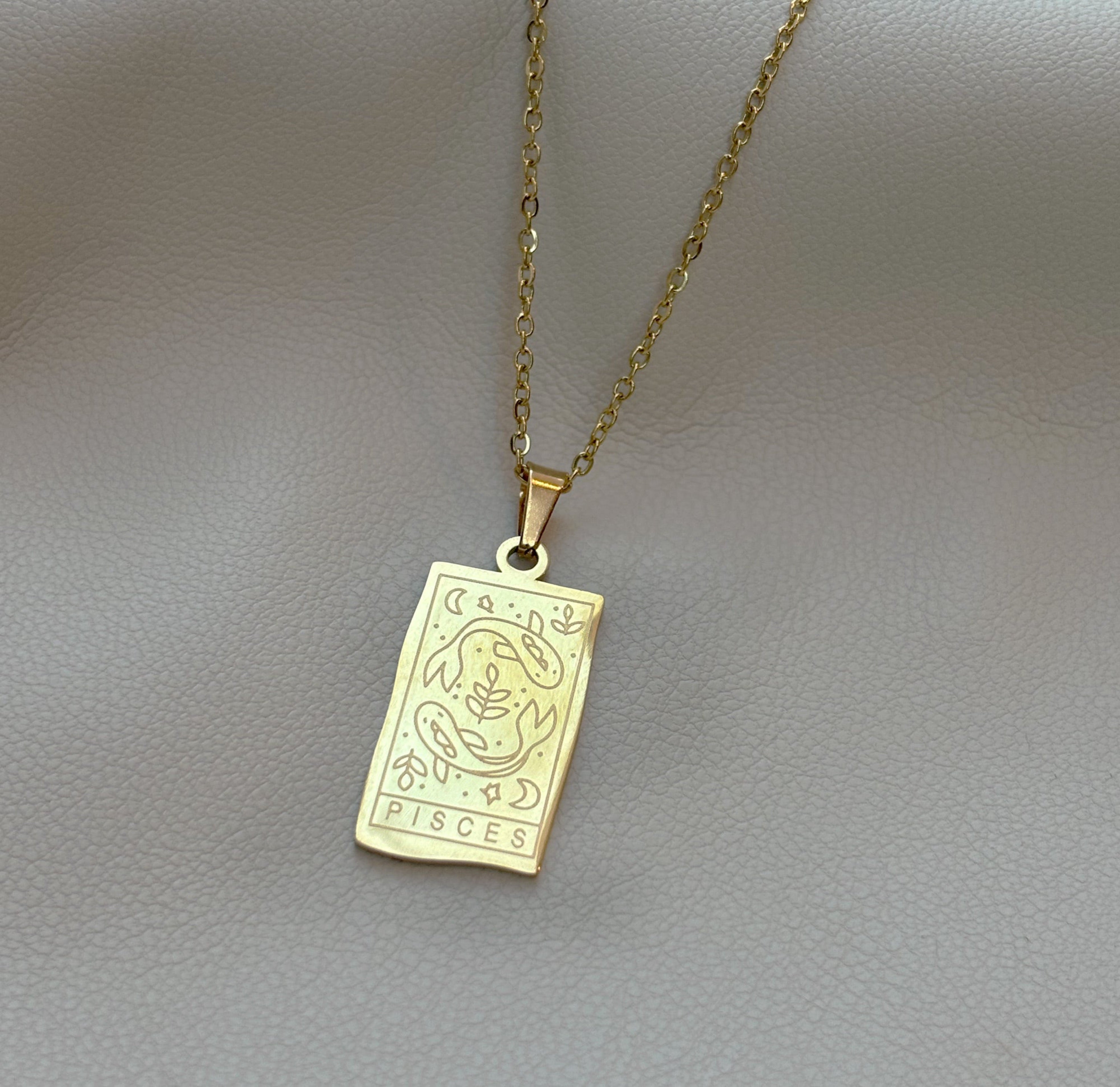 gold pisces zodiac pendant  necklace waterproof jewelry
