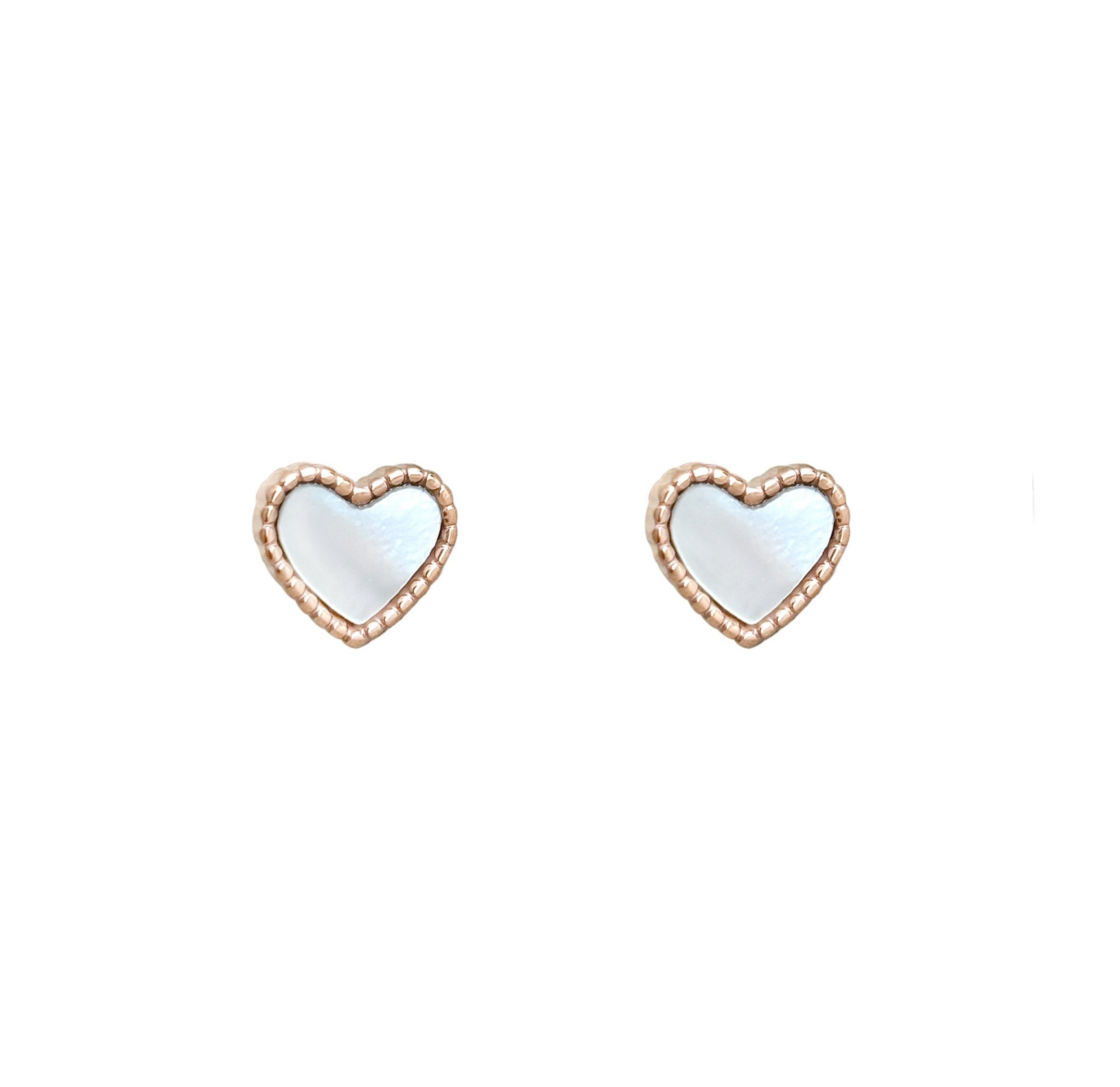 rose gold heart shell stud earrings waterproof jewelry