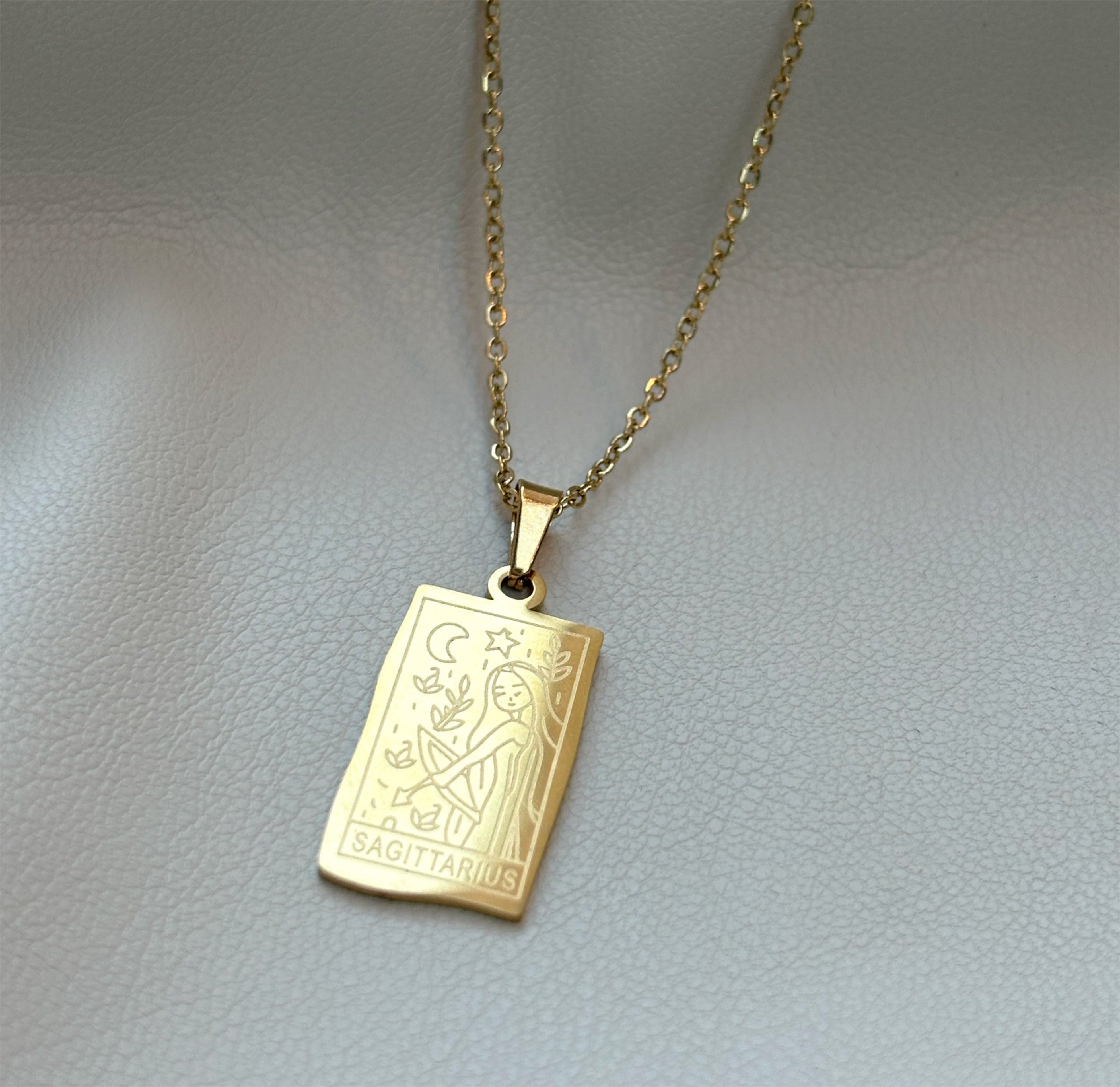 gold zodiac pendant necklace waterproof jewelry Sagittarius