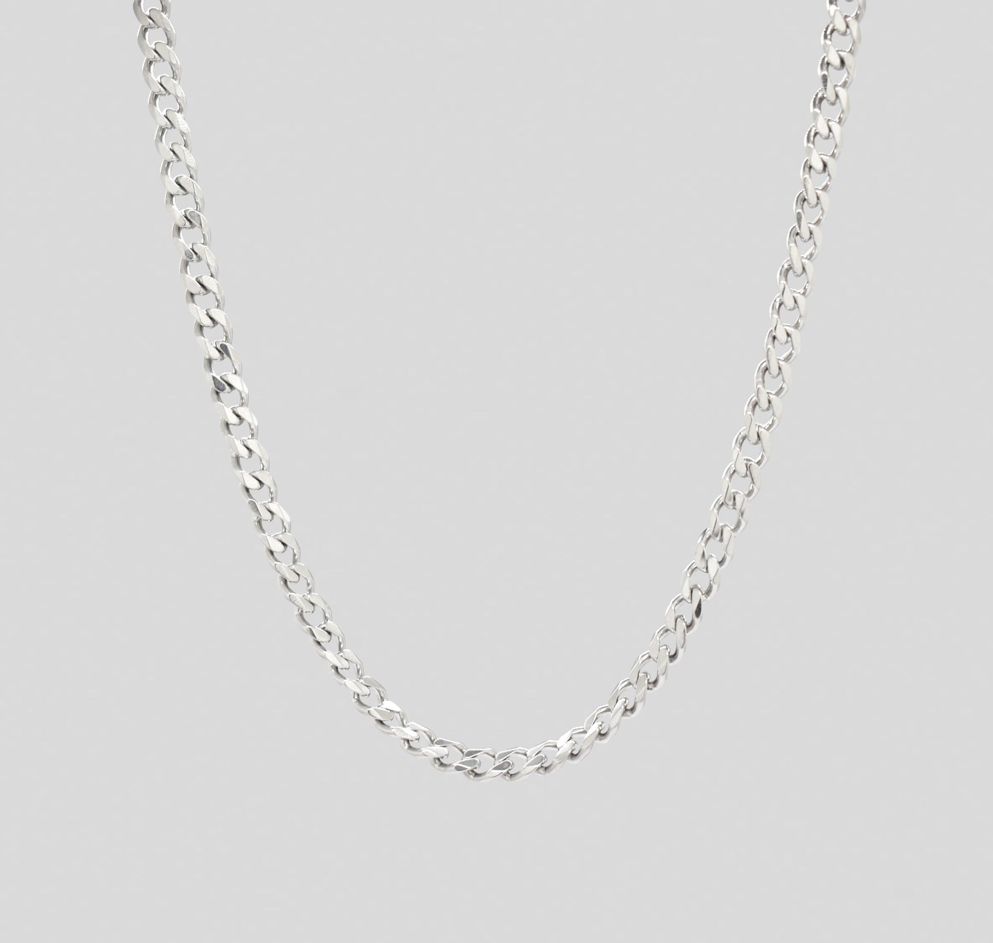 medium silver curb chain necklace mens waterproof jewelry