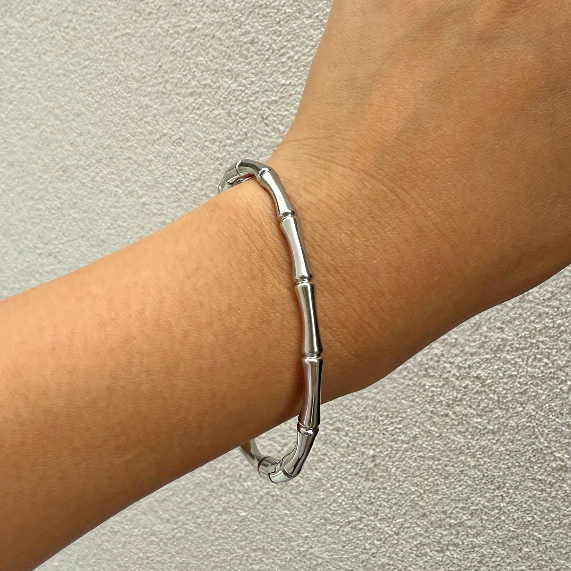 HALLIE SILVER BAMBOO CUFF BRACELET