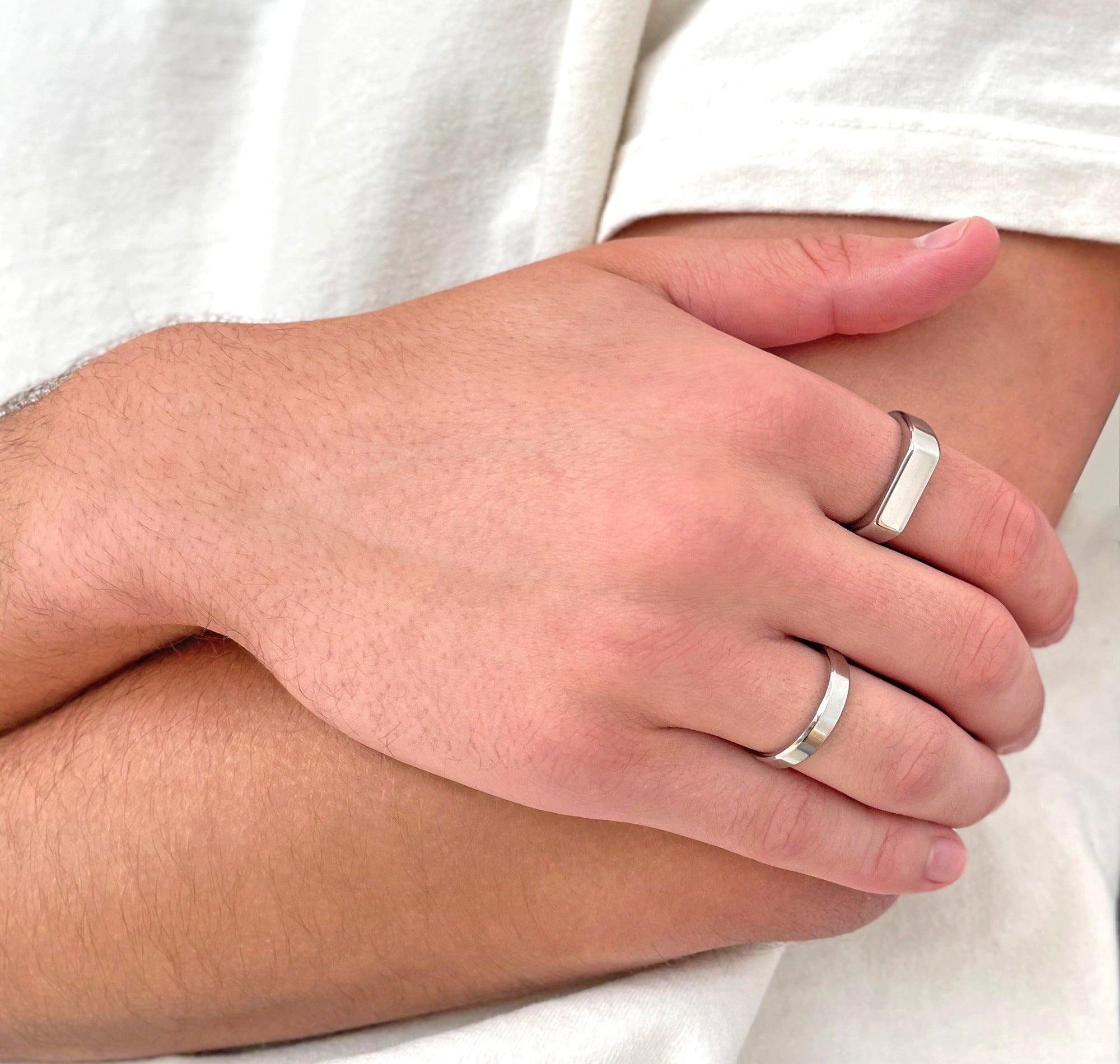 silver ring band mens waterproof jewelry