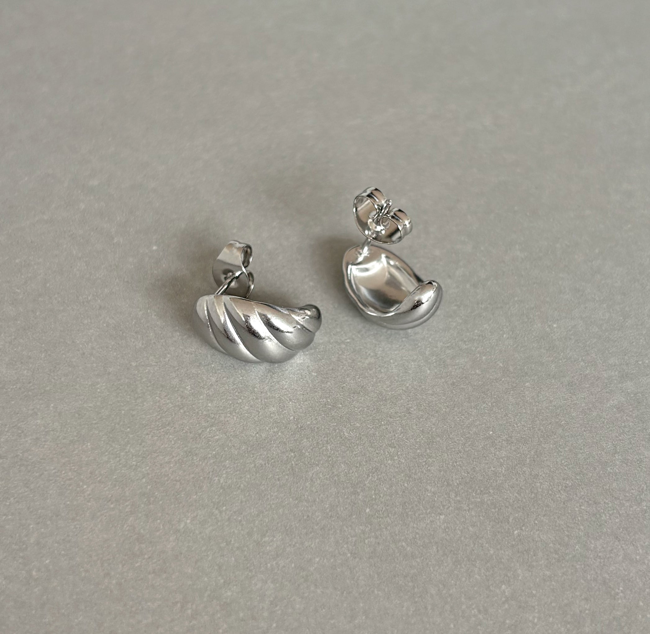 MARGAUX SILVER CROISSANT STUD EARRINGS