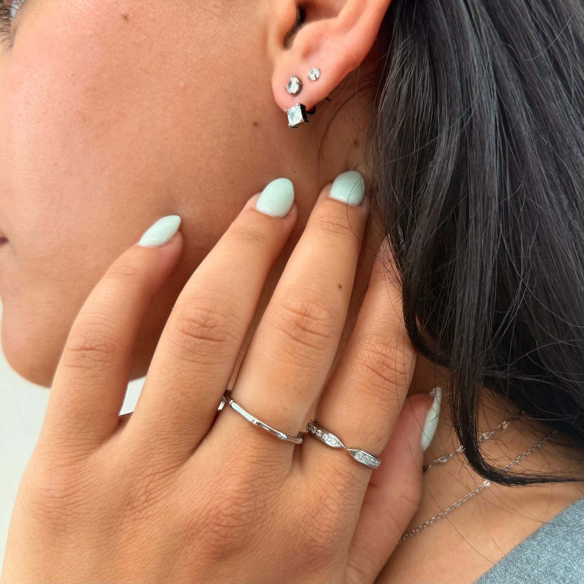 VERA SILVER CZ DIAMOND OPEN CLAW RING