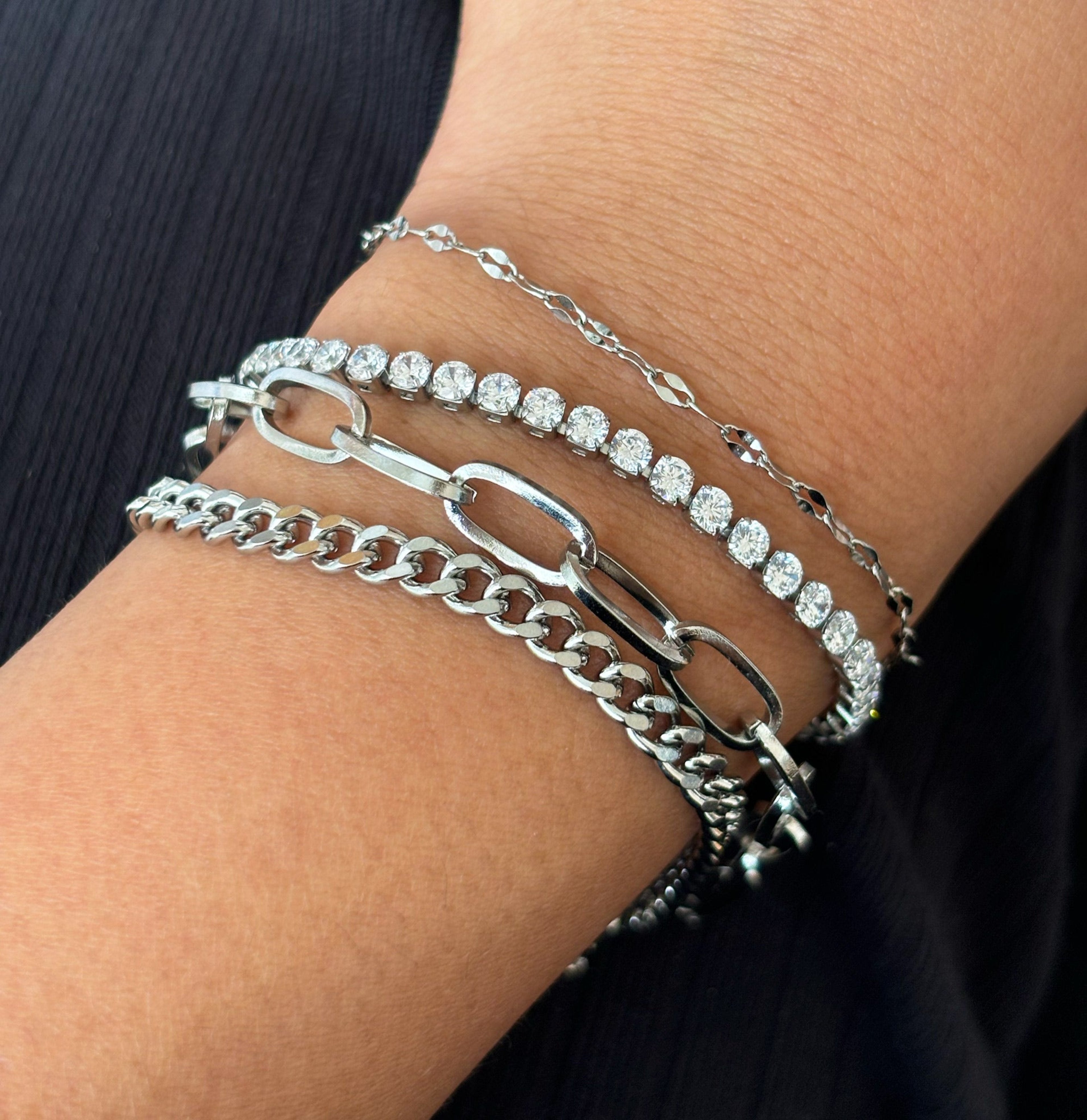 silver-duo-chain-bracelet-stack tarnish free