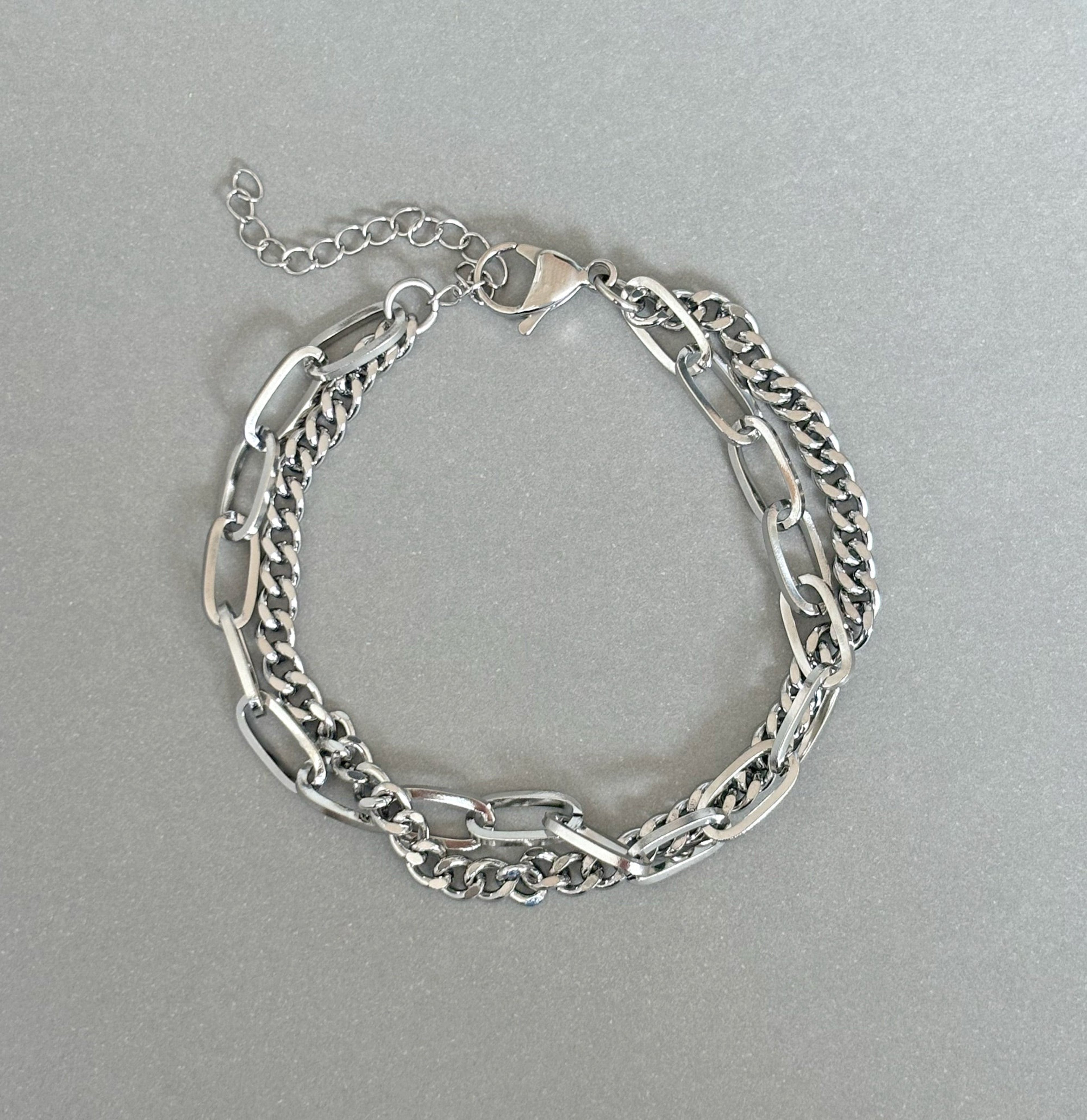 silver-duo-chain-bracelet-waterrproof-jewelry