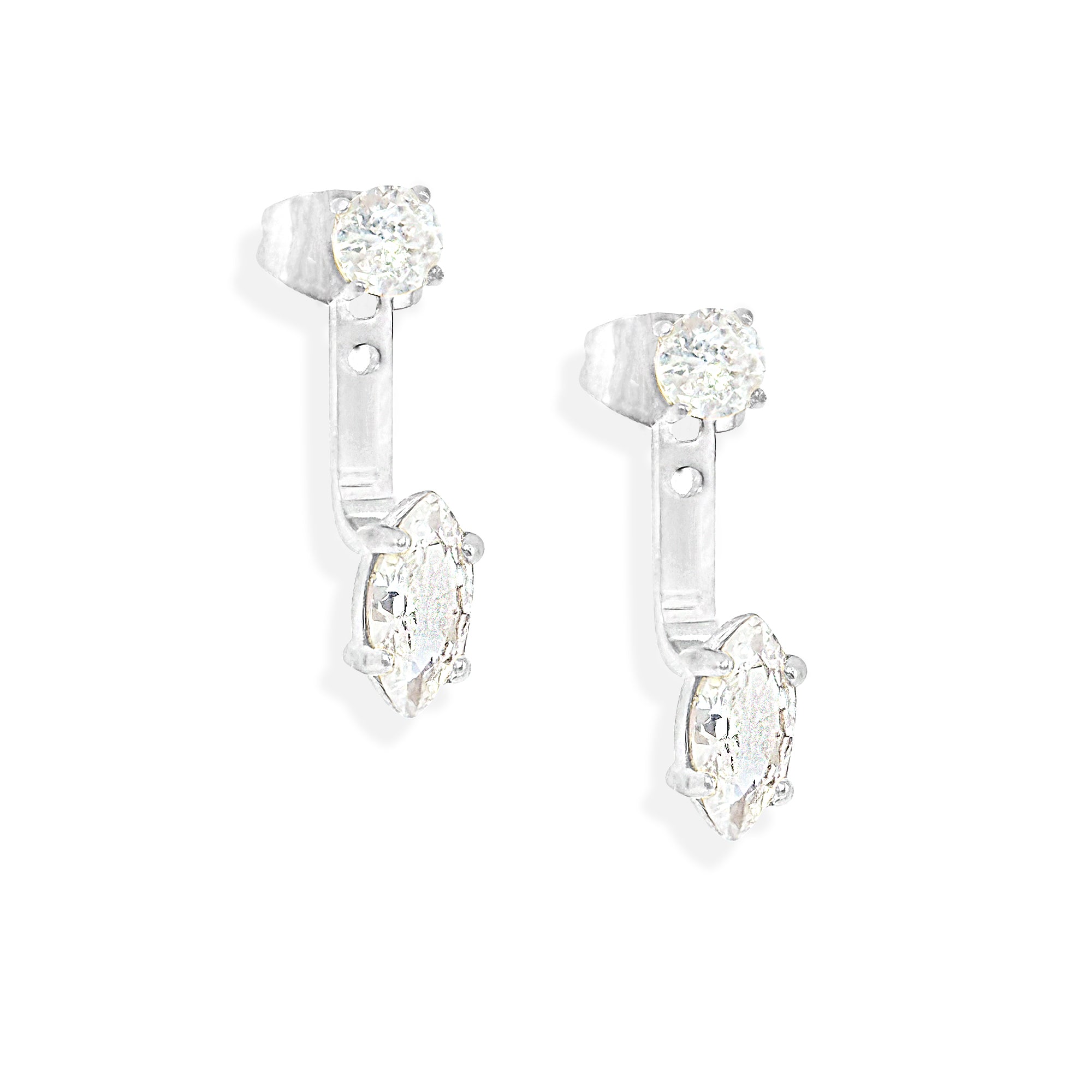 Pair of diamond earrings on a white background