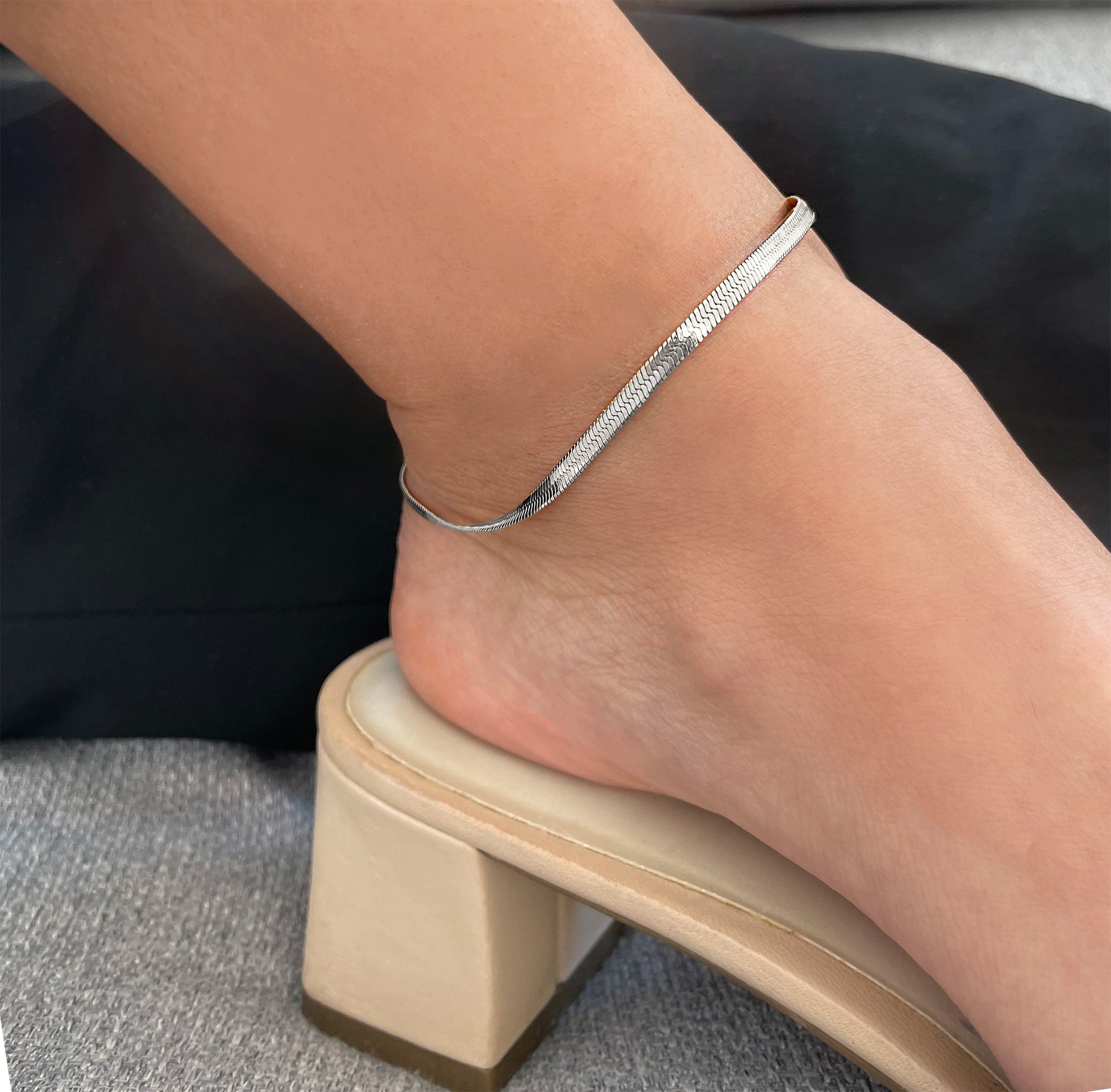 Becca Silver Snake Chain Anklet - Waterproof Anklet