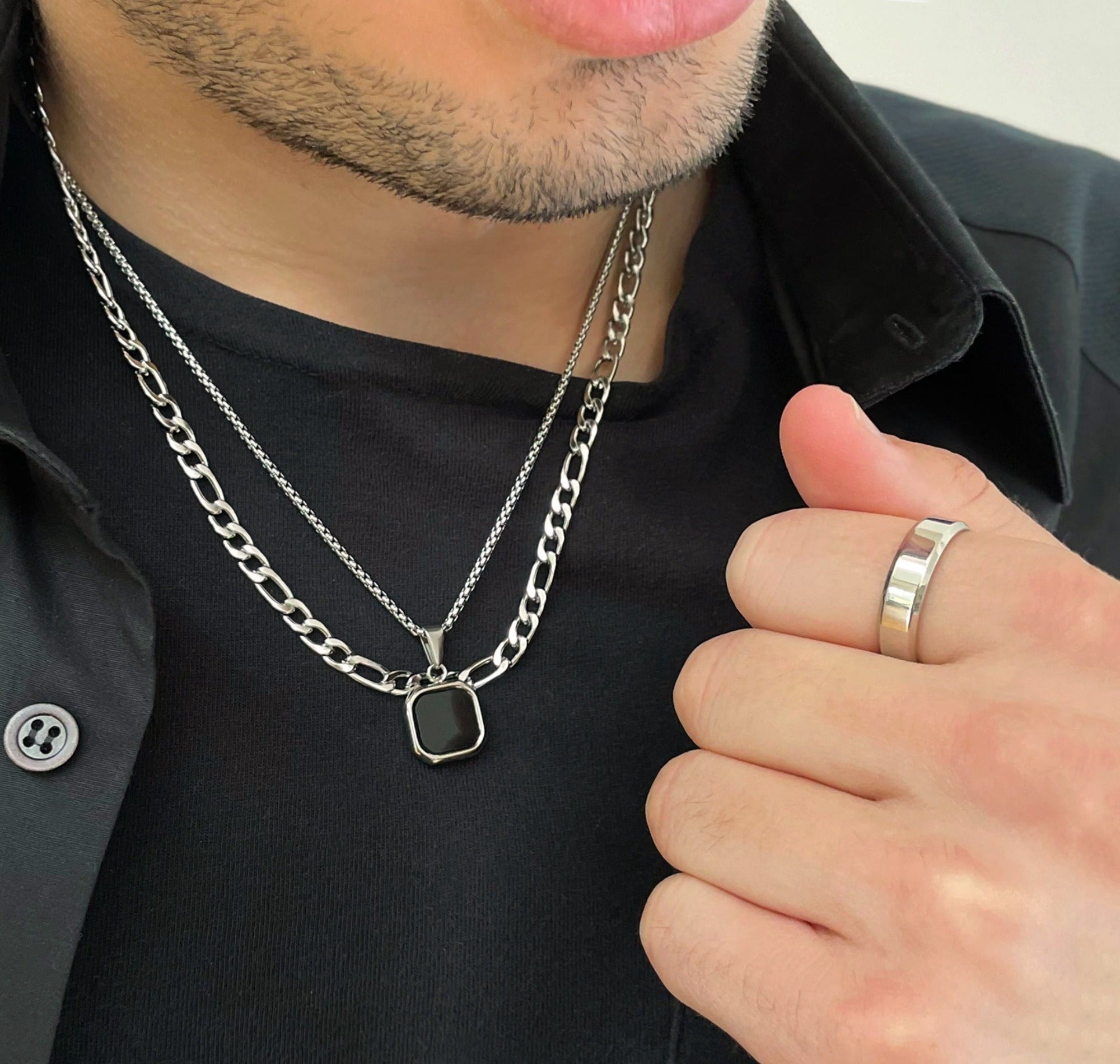 thick silver ring band mens waterproof jewelry