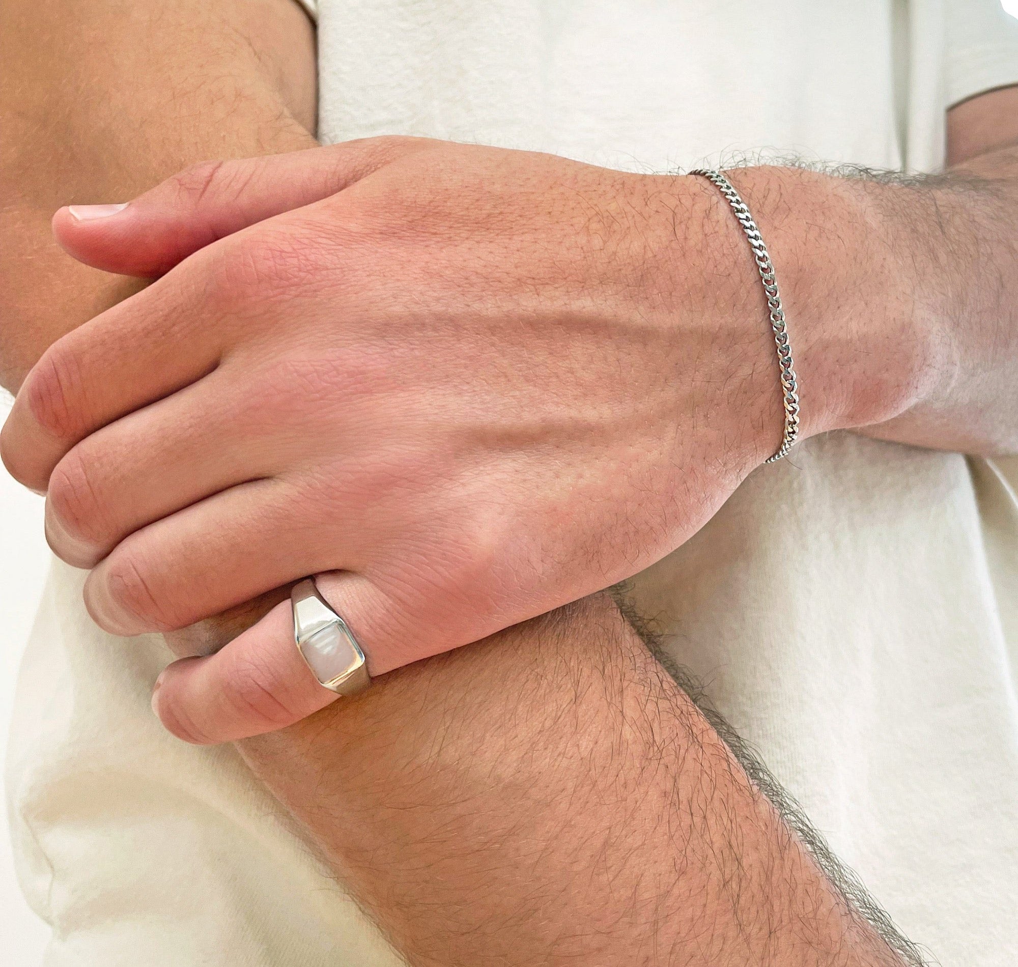 silver signet ring mens waterproof jewelry