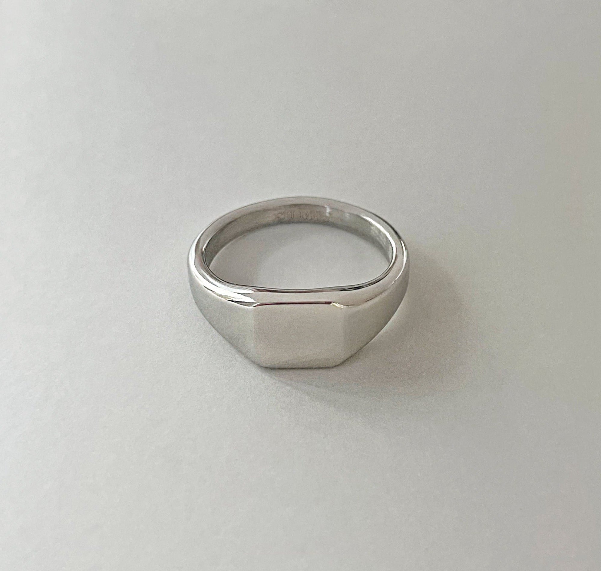 silver signet ring mens waterproof jewelry