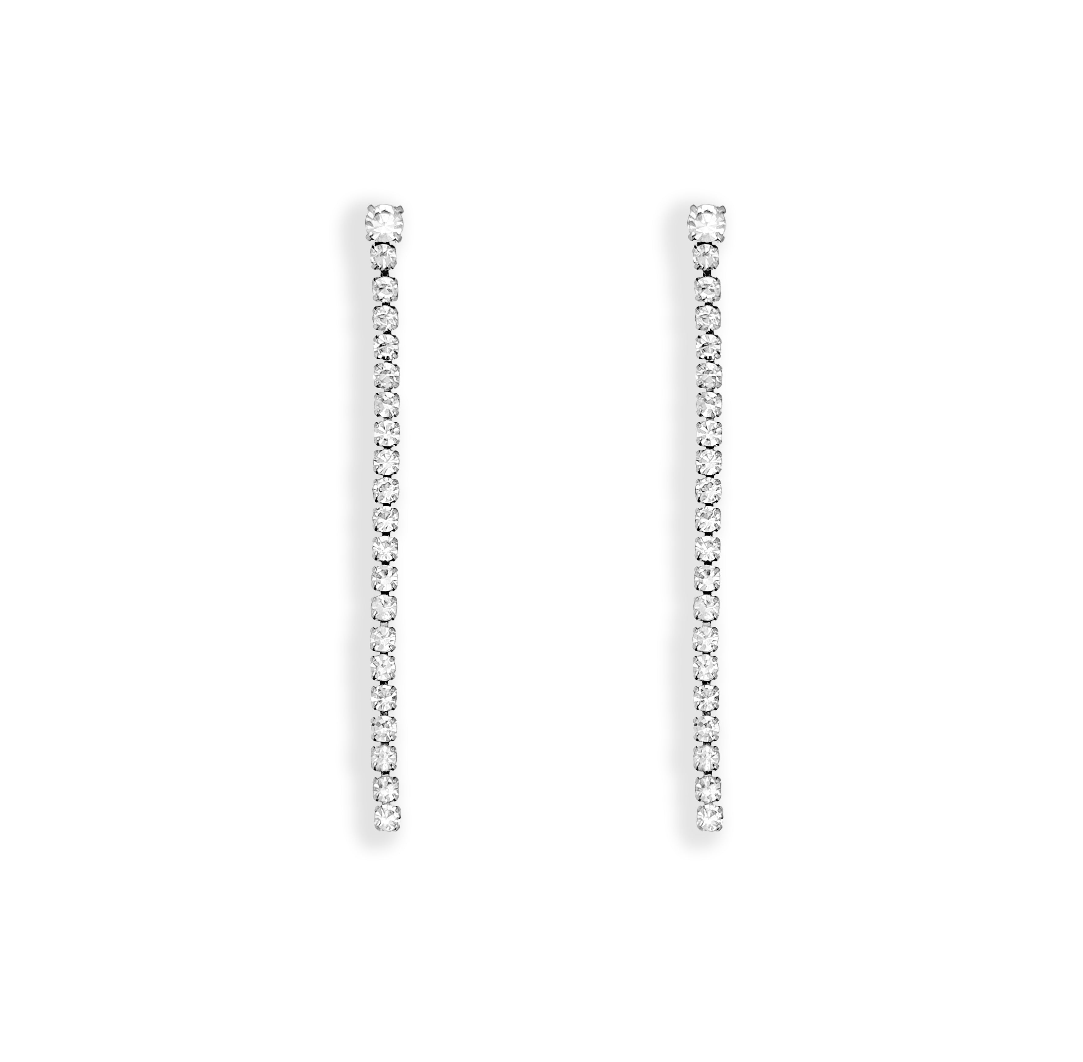 SKYLER SILVER TENNIS DROP EARRINGS