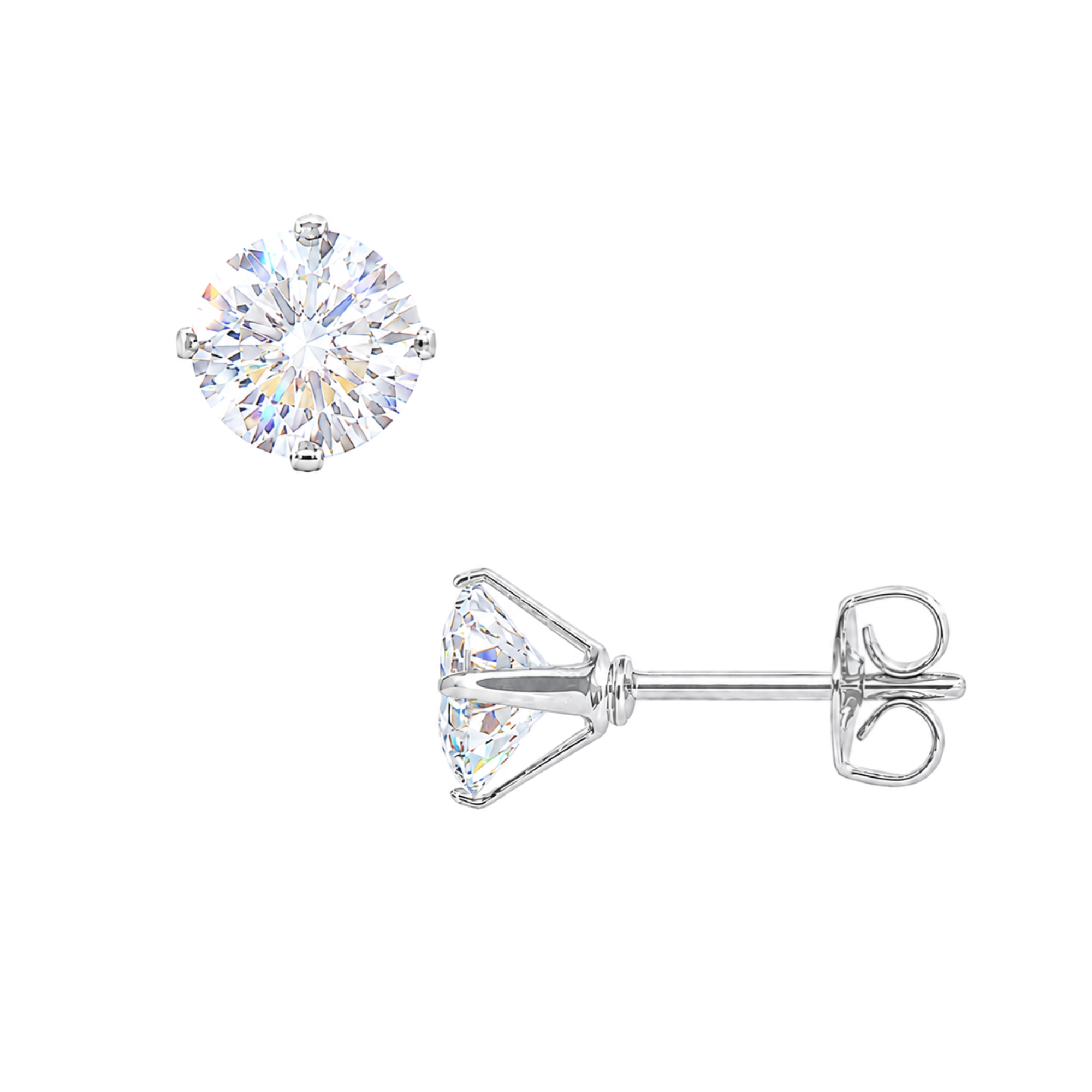 silver 2ct diamond earrings