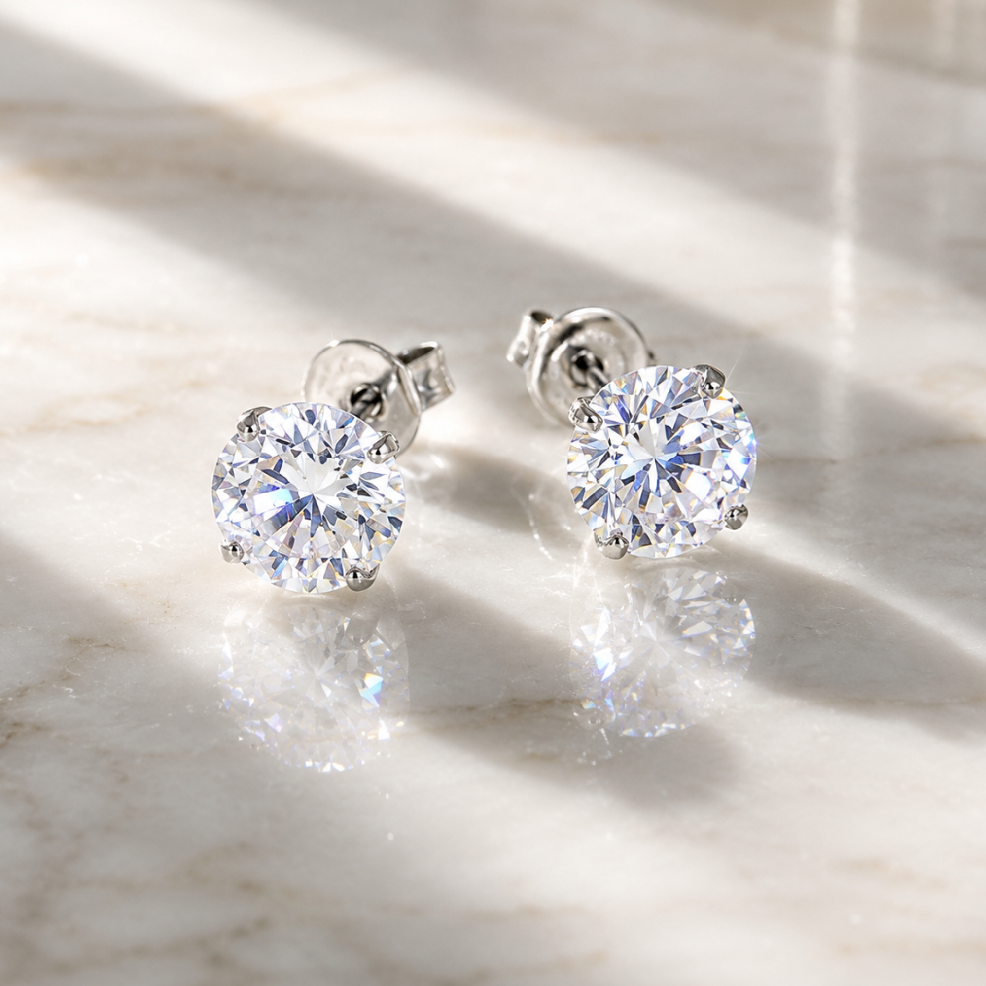 silver 2ct diamond earring brilliant sparkle
