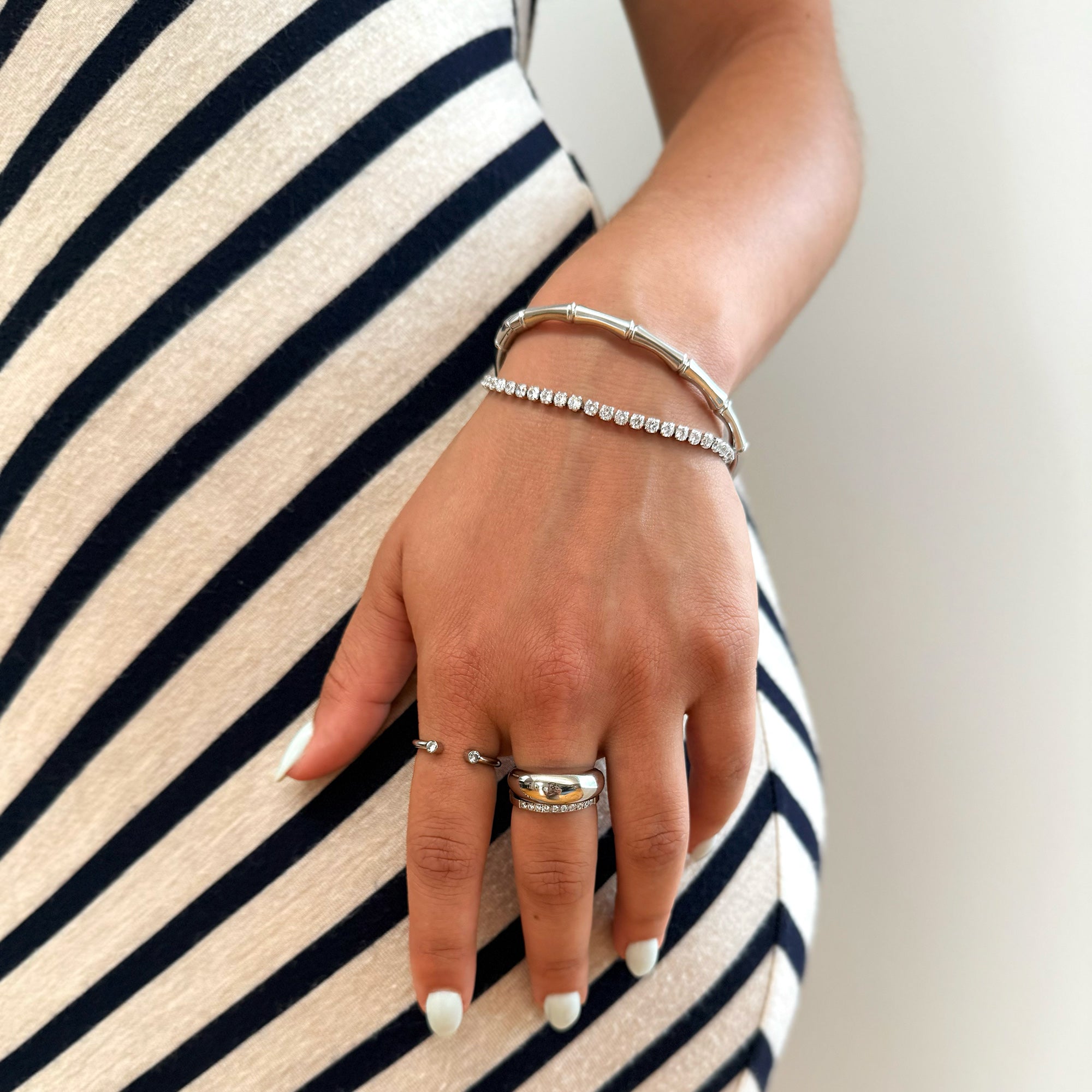 HALLIE SILVER BAMBOO CUFF BRACELET