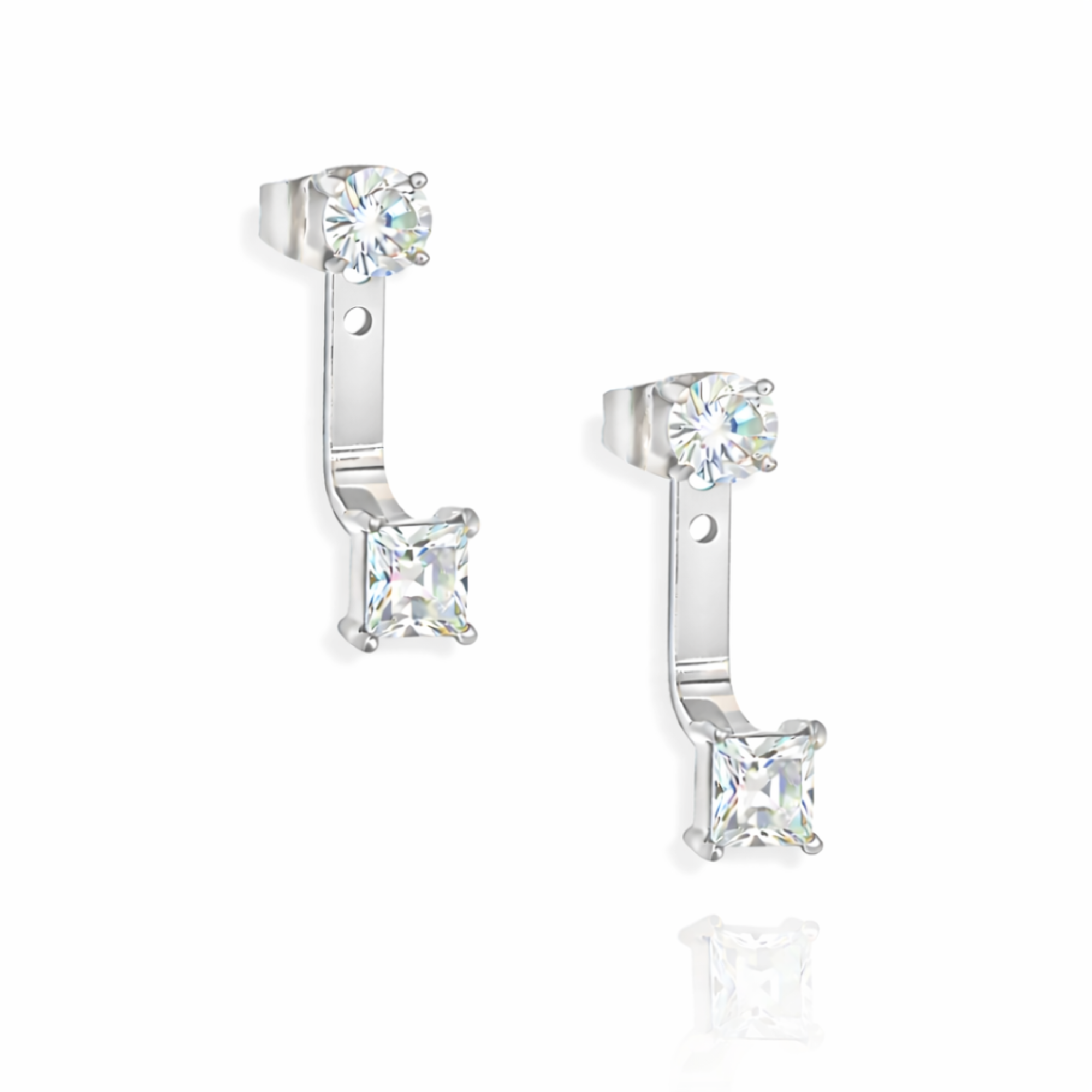 silver_princess_cut_ear_jacket_waterproof_jewelry tanrish free