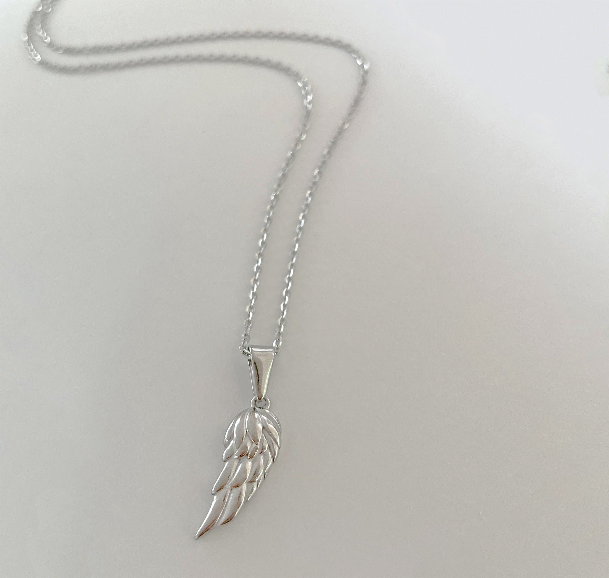 silver angel wing pendant necklace mens waterproof jewelry