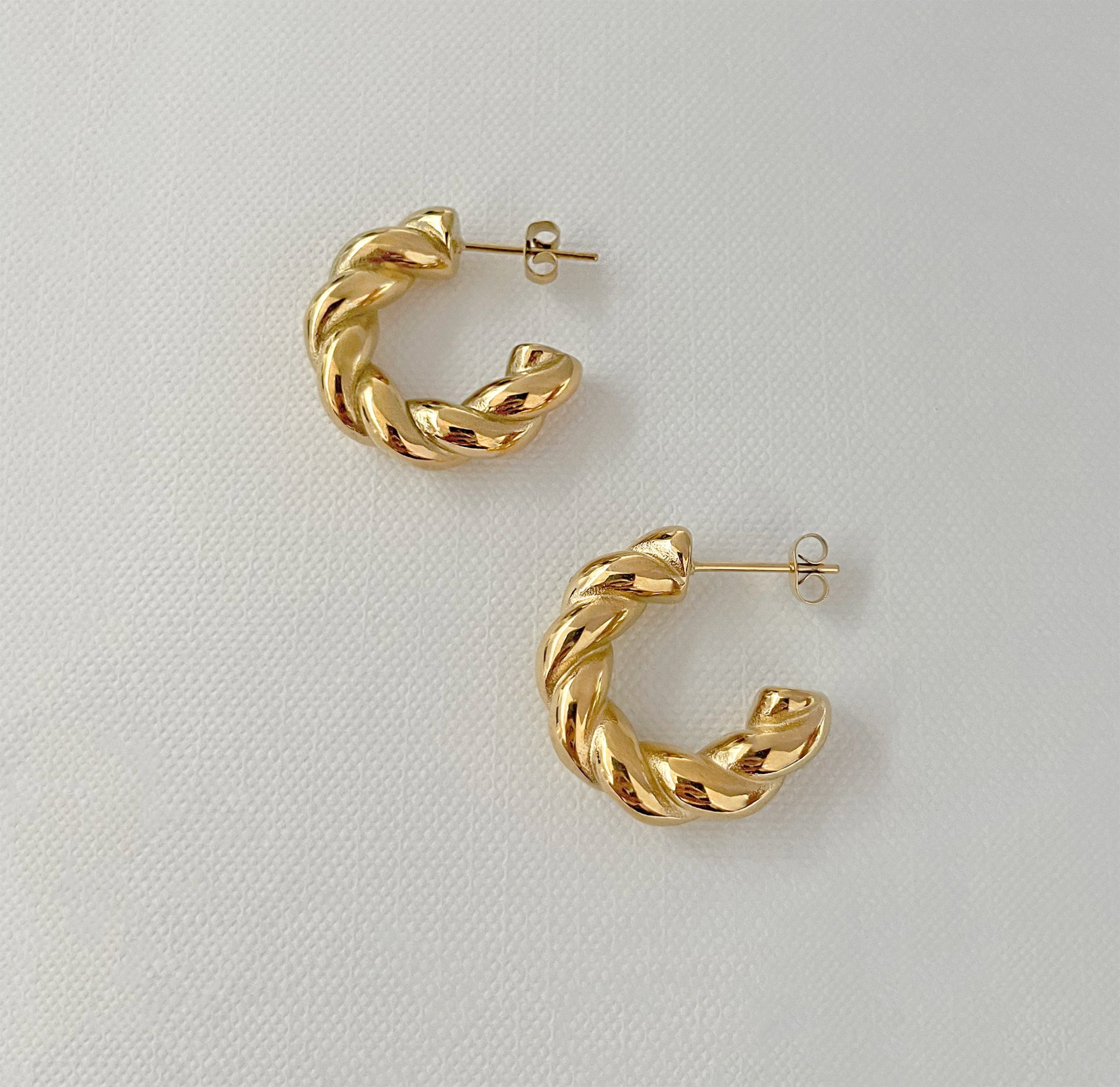 Waterproof twist gold plated offers earrings