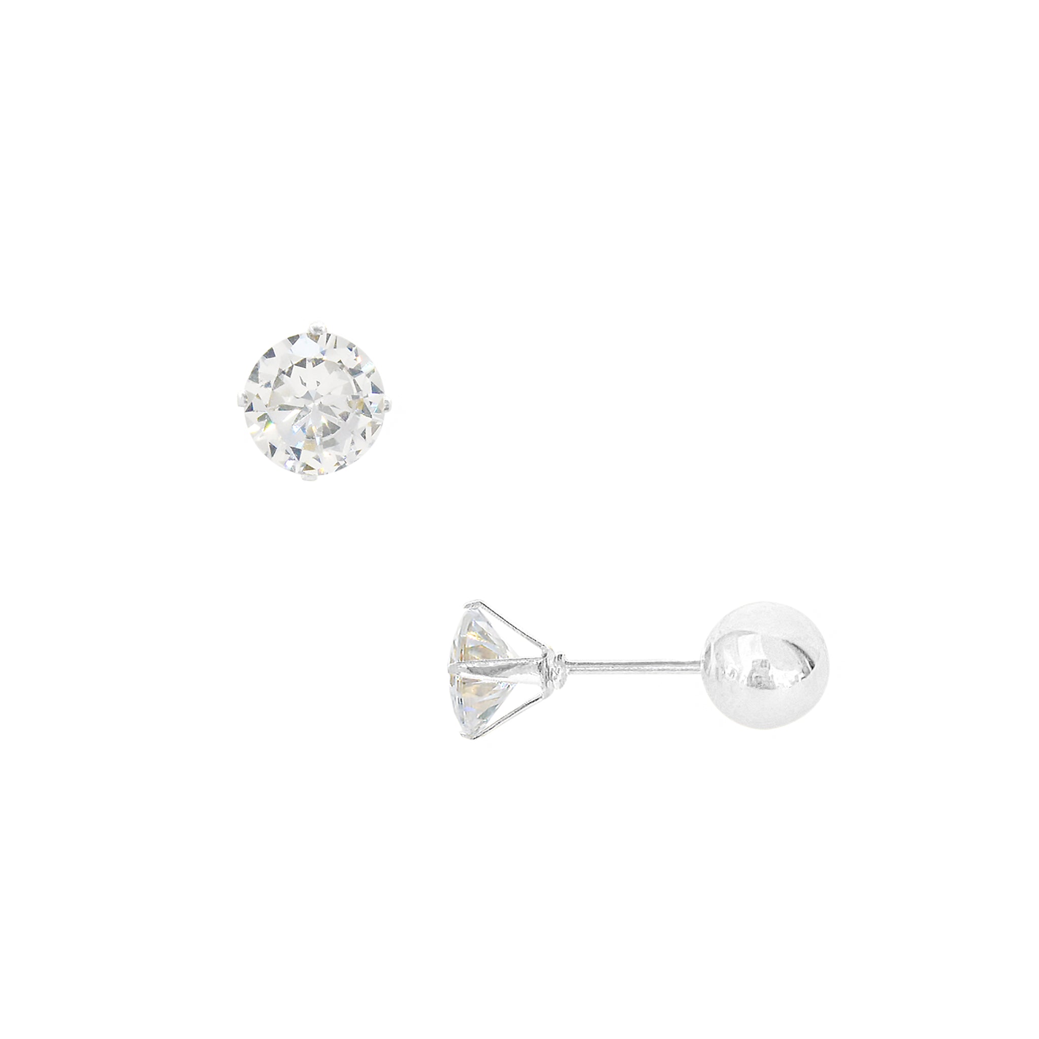 AVA SILVER CZ DIAMOND SCREW BACK STUD EARRINGS