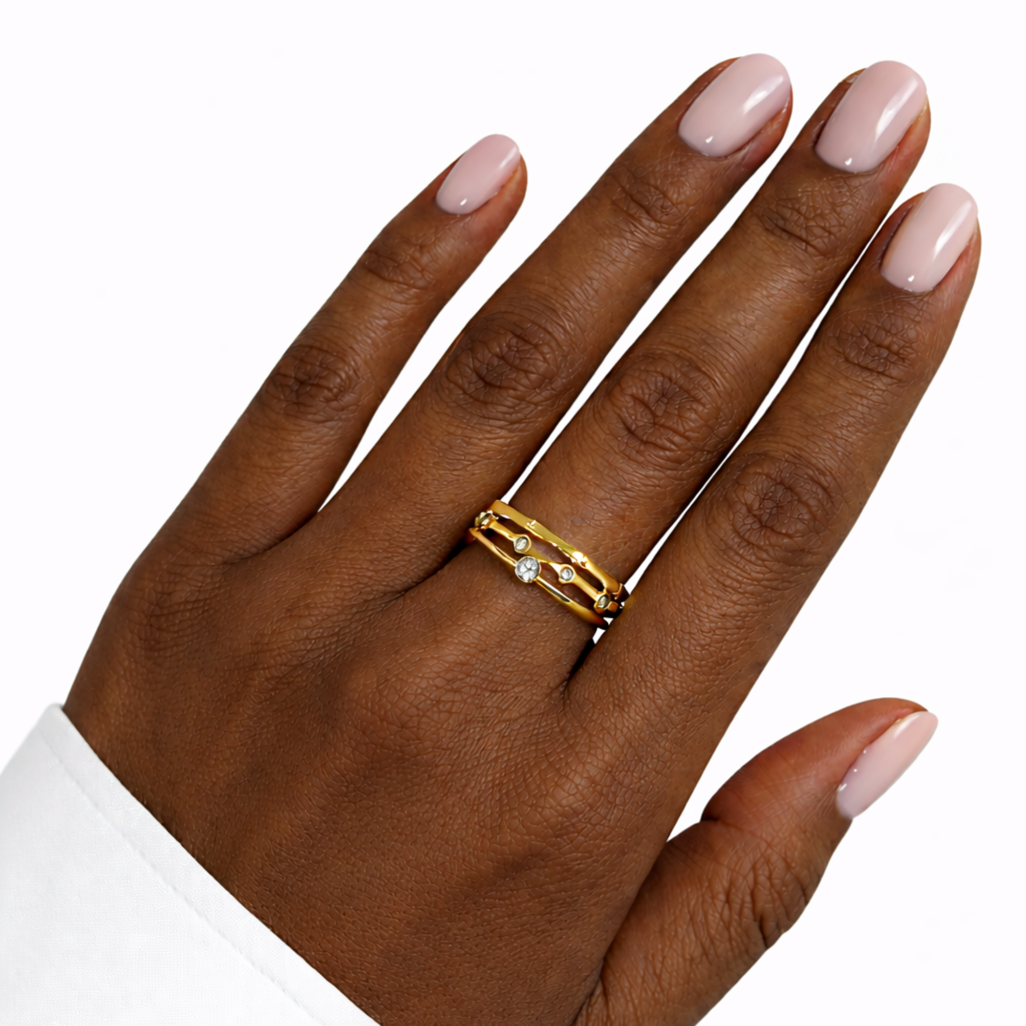 dainty gold stack rings waterproof jewelry