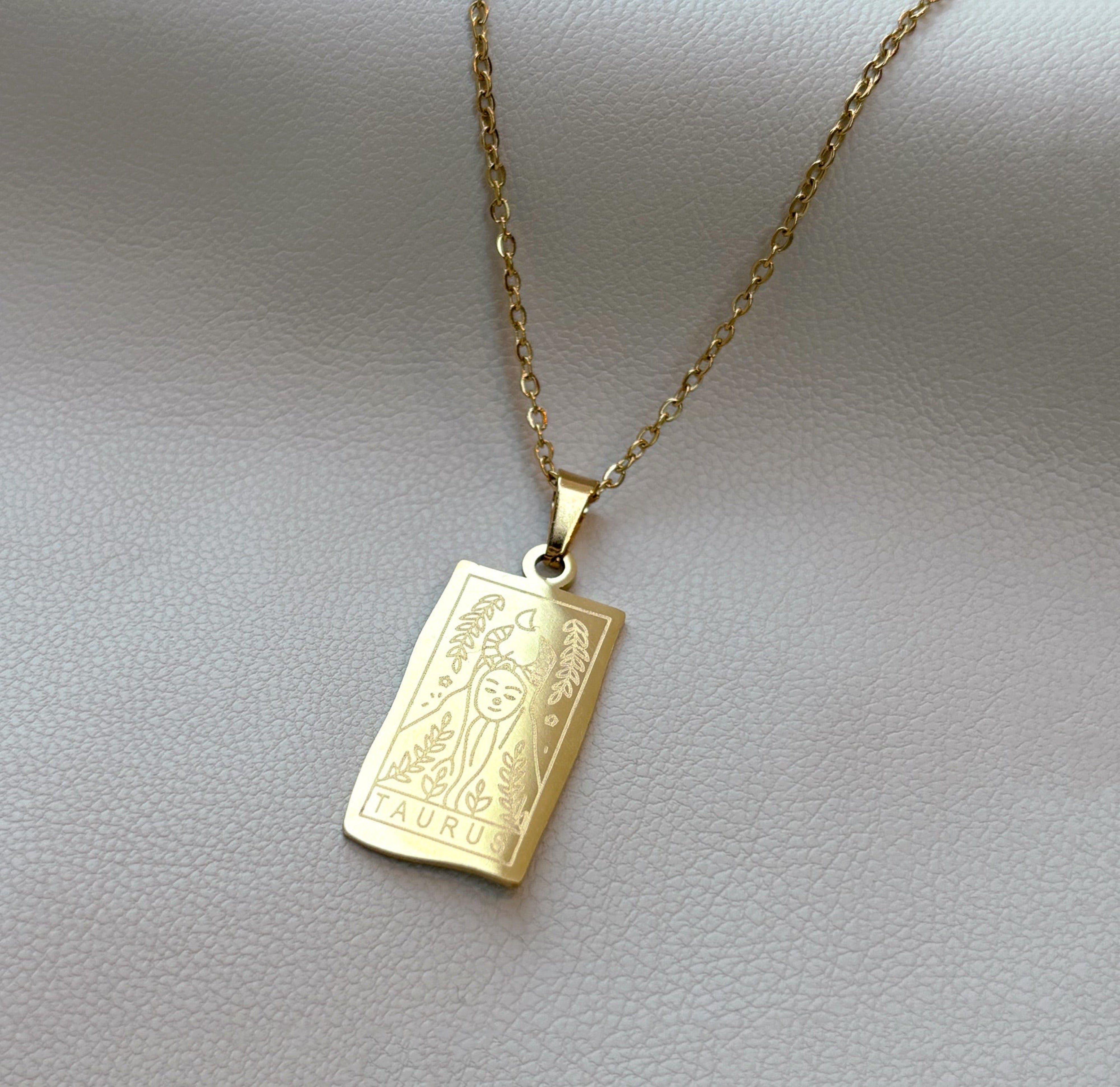 Gold Zodiac Pendant Necklace Taurus Waterproof jewelry