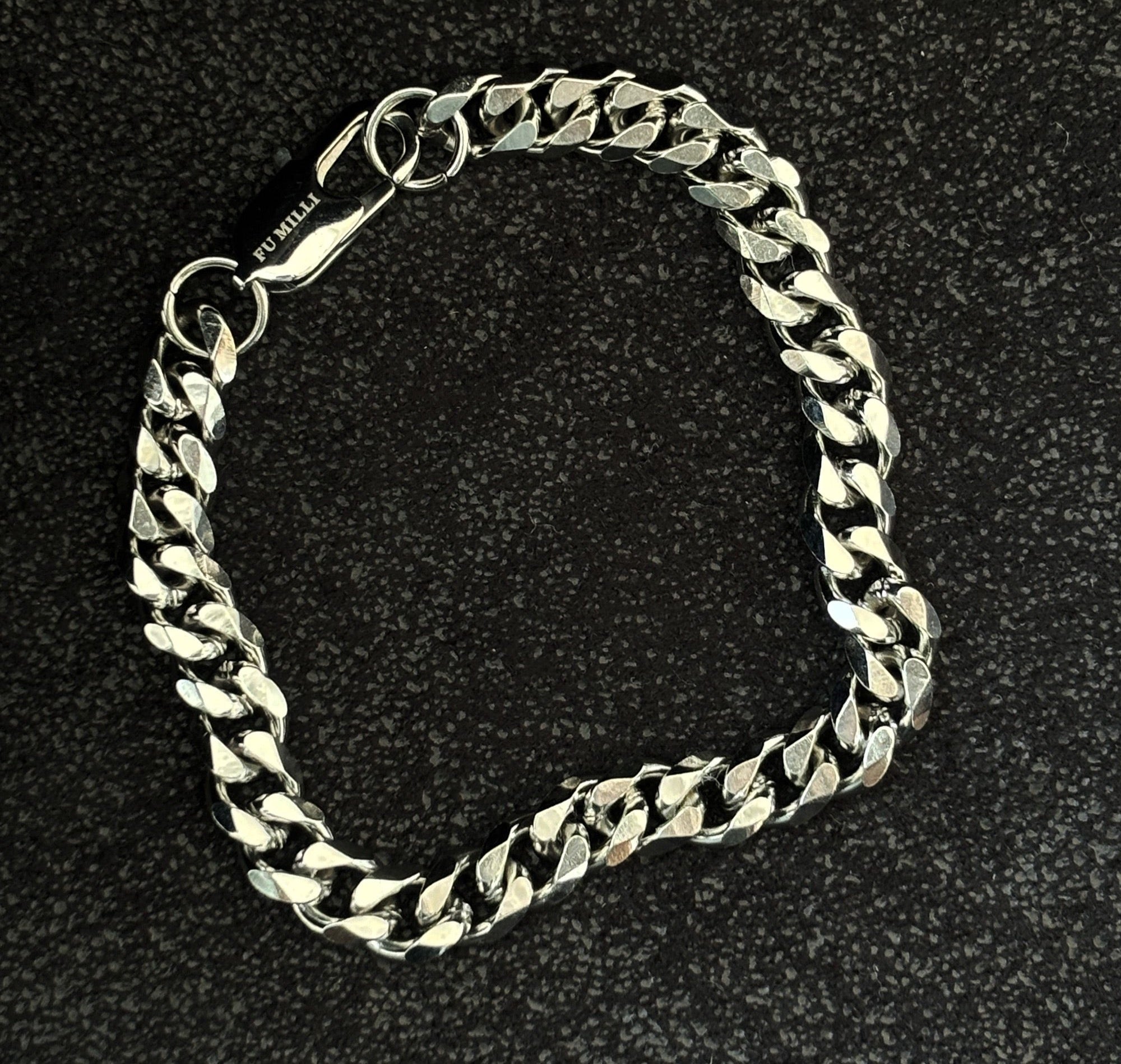 Thick Silver Curb Chain Bracelet Mens Waterproof Jewelry