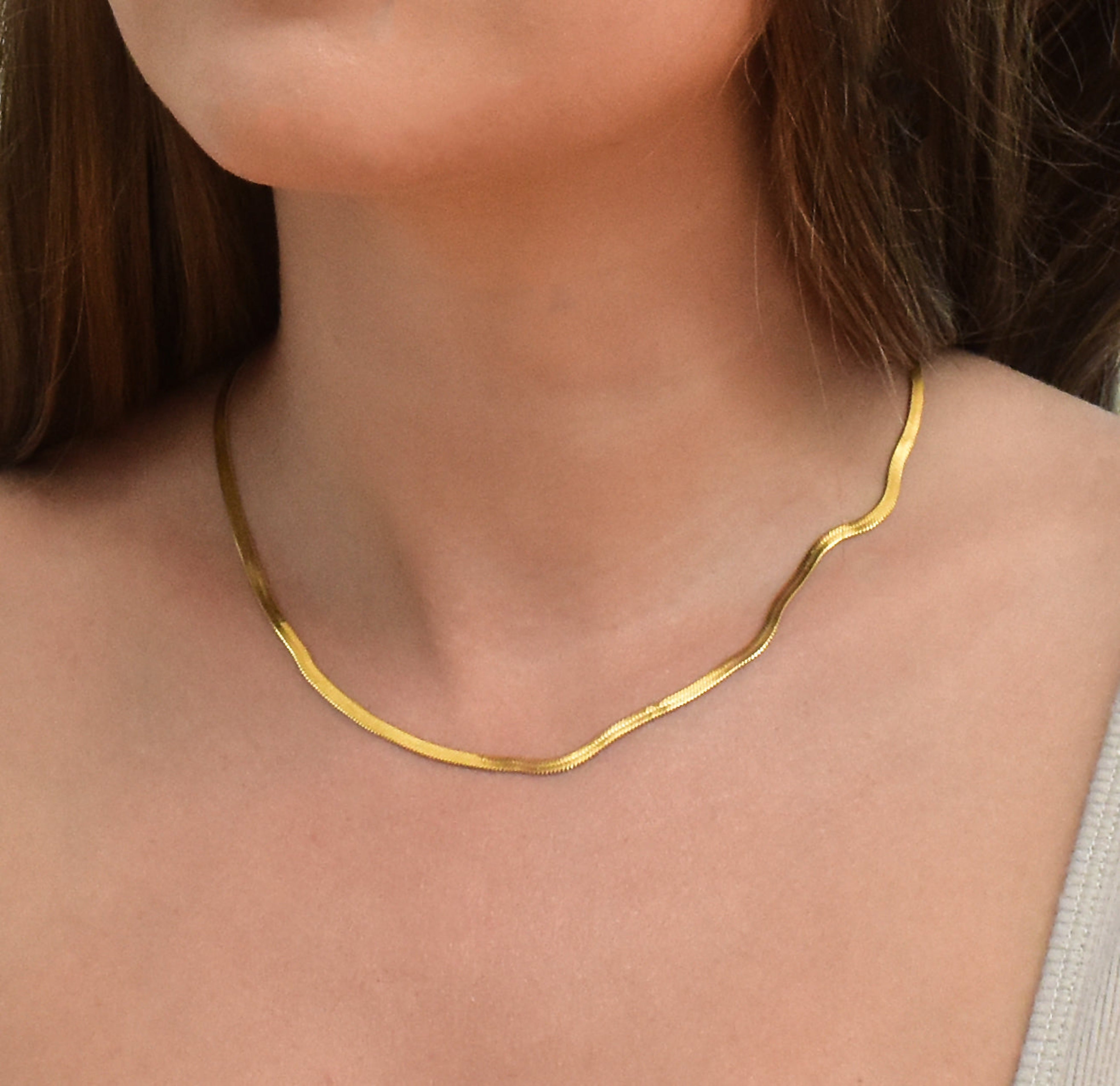 Thin Snake Chain Necklace Gold
