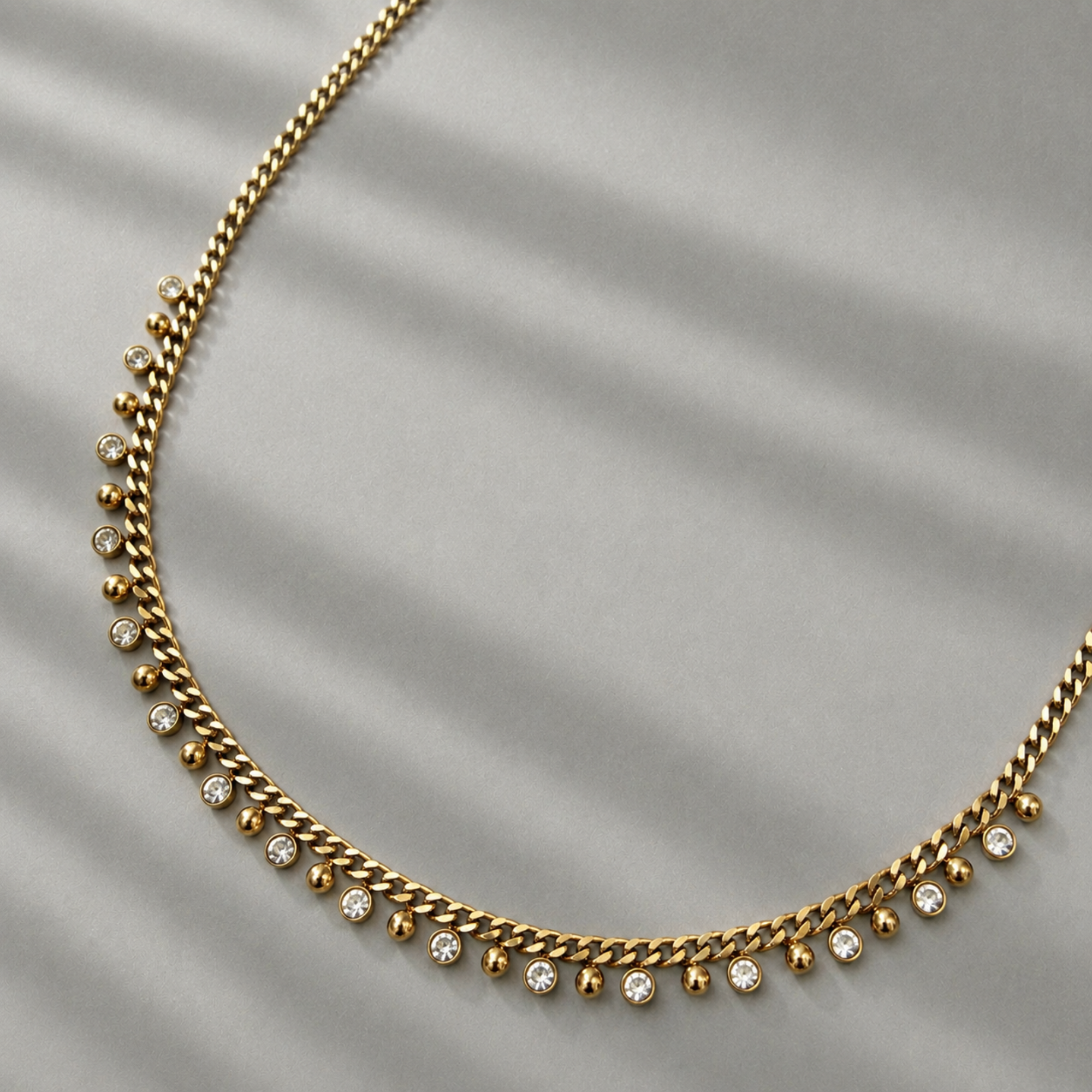 GOLD CZ  AND BALL CHAIN NECKLACE - SAMPLE