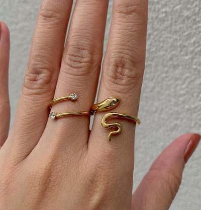 Gold Snake Ring, 14K Gold Ring, Gold Stacking Ring, Gift for Her,  Minimalist Everyday Jewelry, Fine Jewelry, Rose Gold, White Gold, Serpent -  Etsy
